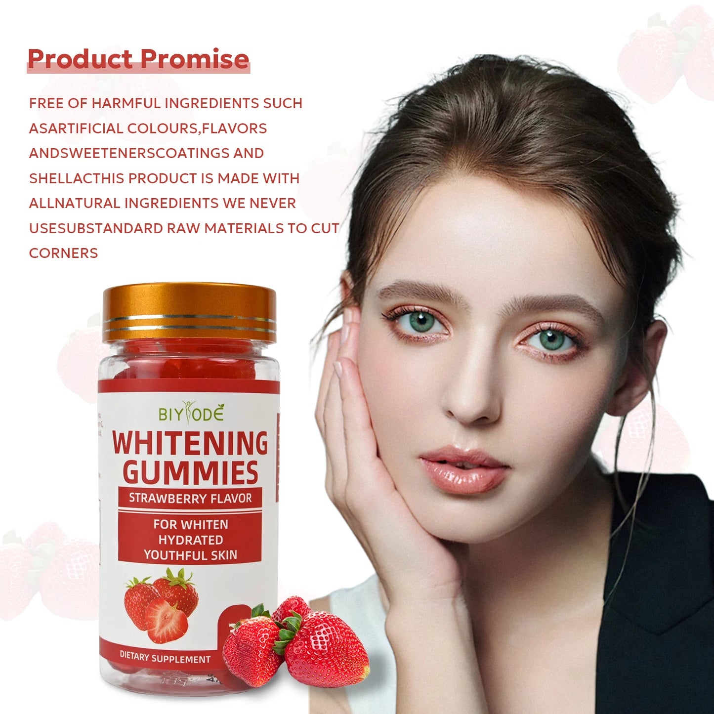 Hot Sale Wholesale Multi Vitamin Supplement Strawberry Flavor Whitening Gummies