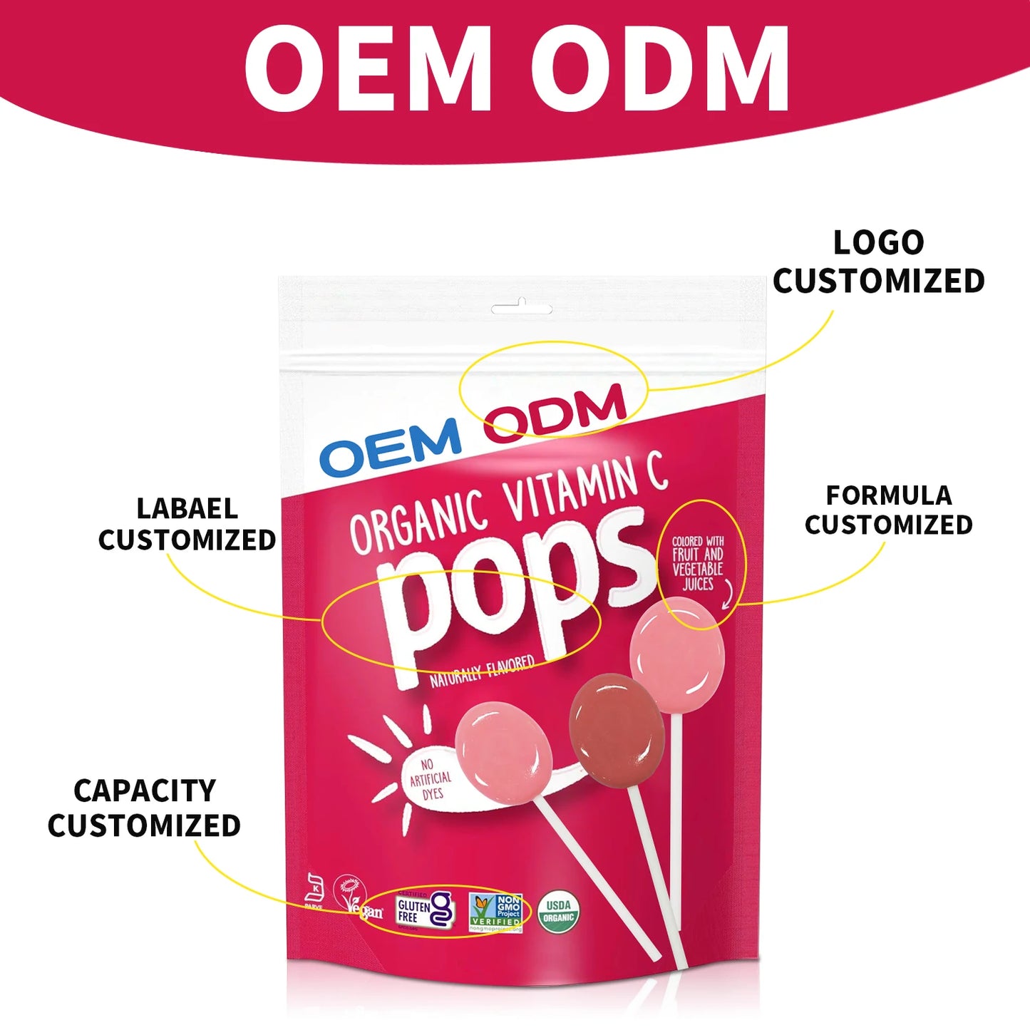 Jiabeikang Factory OEM ODM Custom Vitamin C Supplements Seasonal health product vitamin lollipop