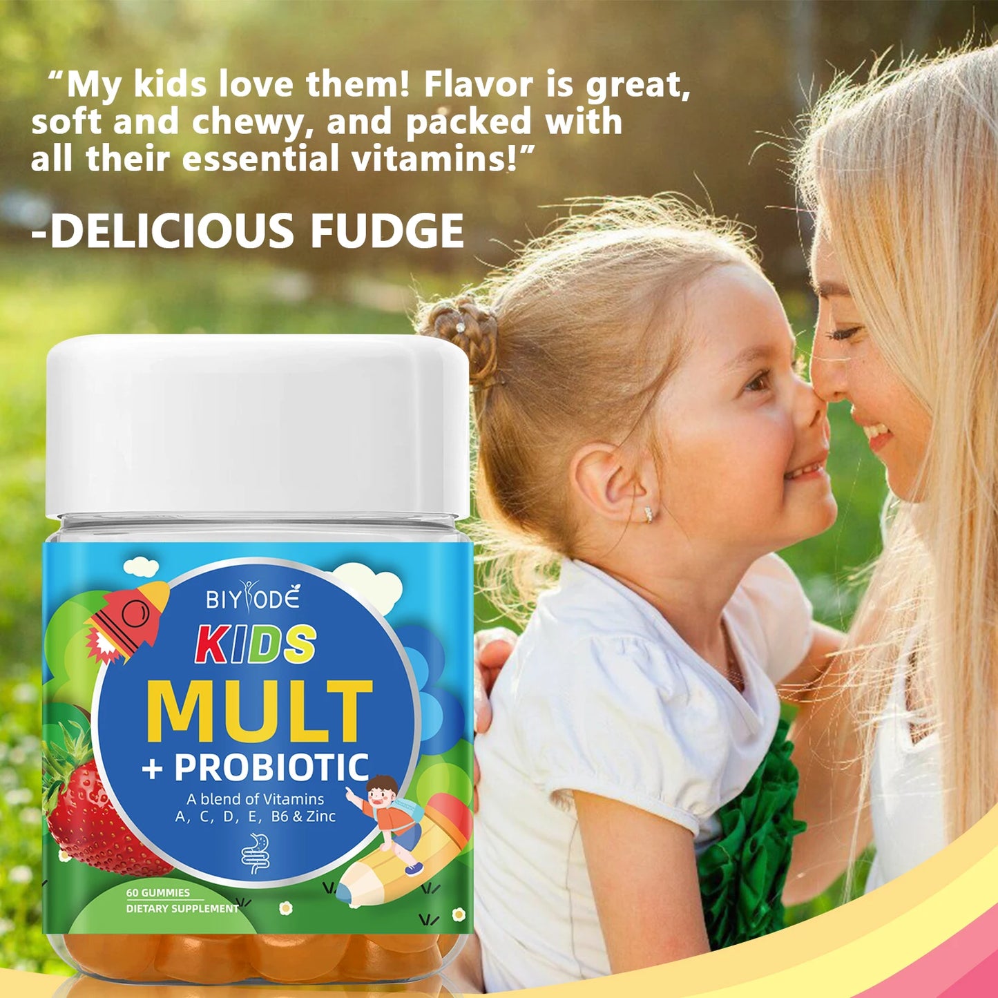 OEM ODM custom multivitamin supplement kids probiotics multi vitamin A C D E Zinc gastrointestinal immune health child gummies