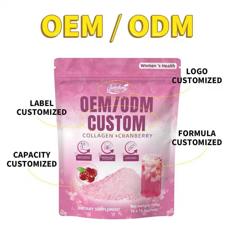 ODM Collagen Peptides Cranberry Powder Drink Mix Custom Formula Ingredient Ratio Flavor Packaging Private Brand Supplier