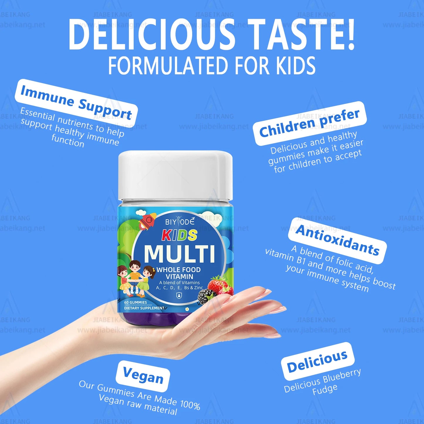 Biyode Effective Formula Kids Multi Vitamin Supplement Wholesale Immune Support Multivitmin B B12 Children Gummies