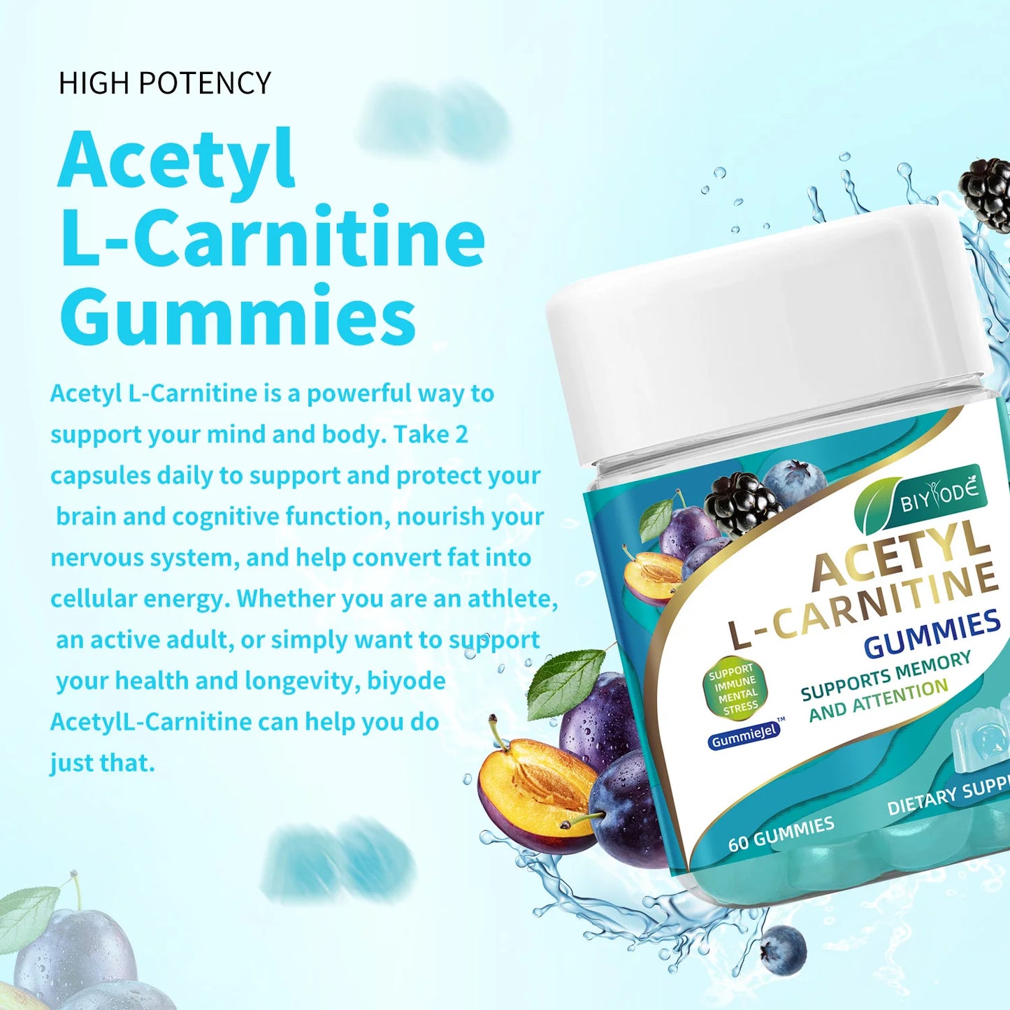 Biyode acetyl L-carnitine supplement wholesale for brain gummies