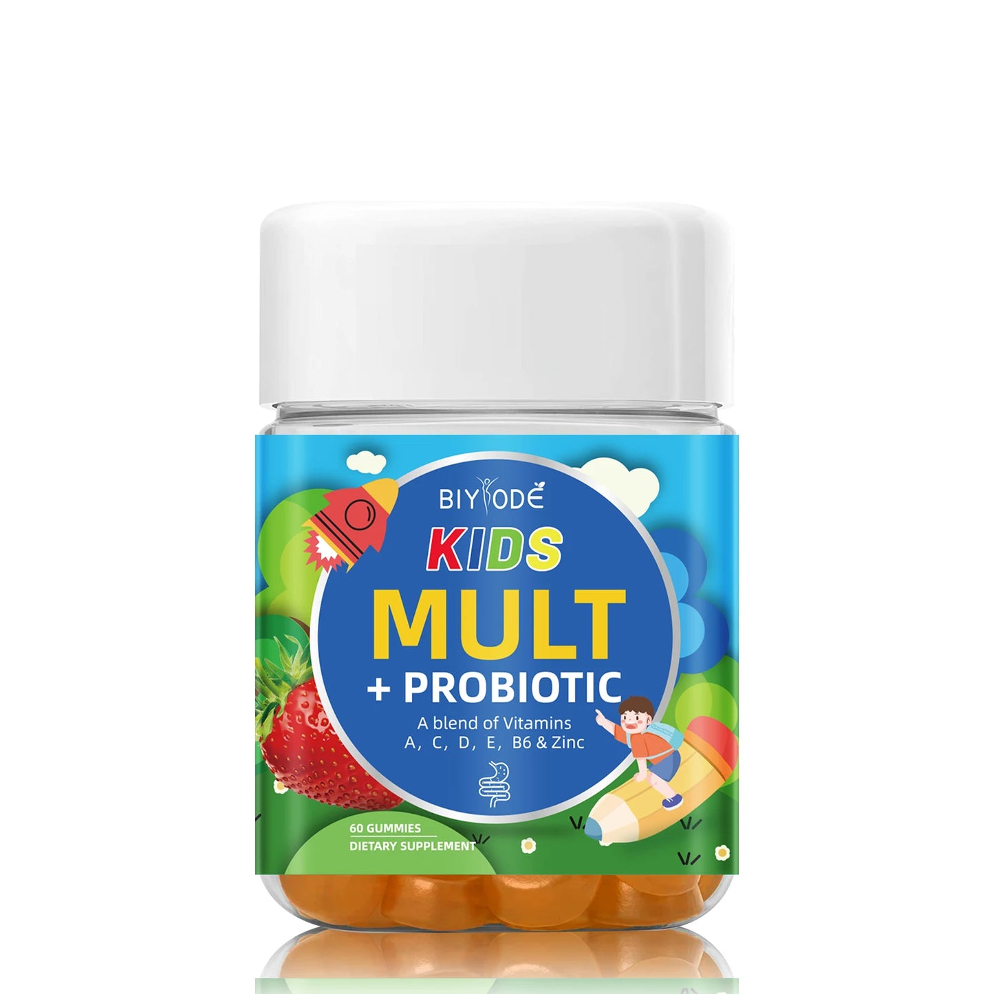 OEM ODM custom multivitamin supplement kids probiotics multi vitamin A C D E Zinc gastrointestinal immune health child gummies