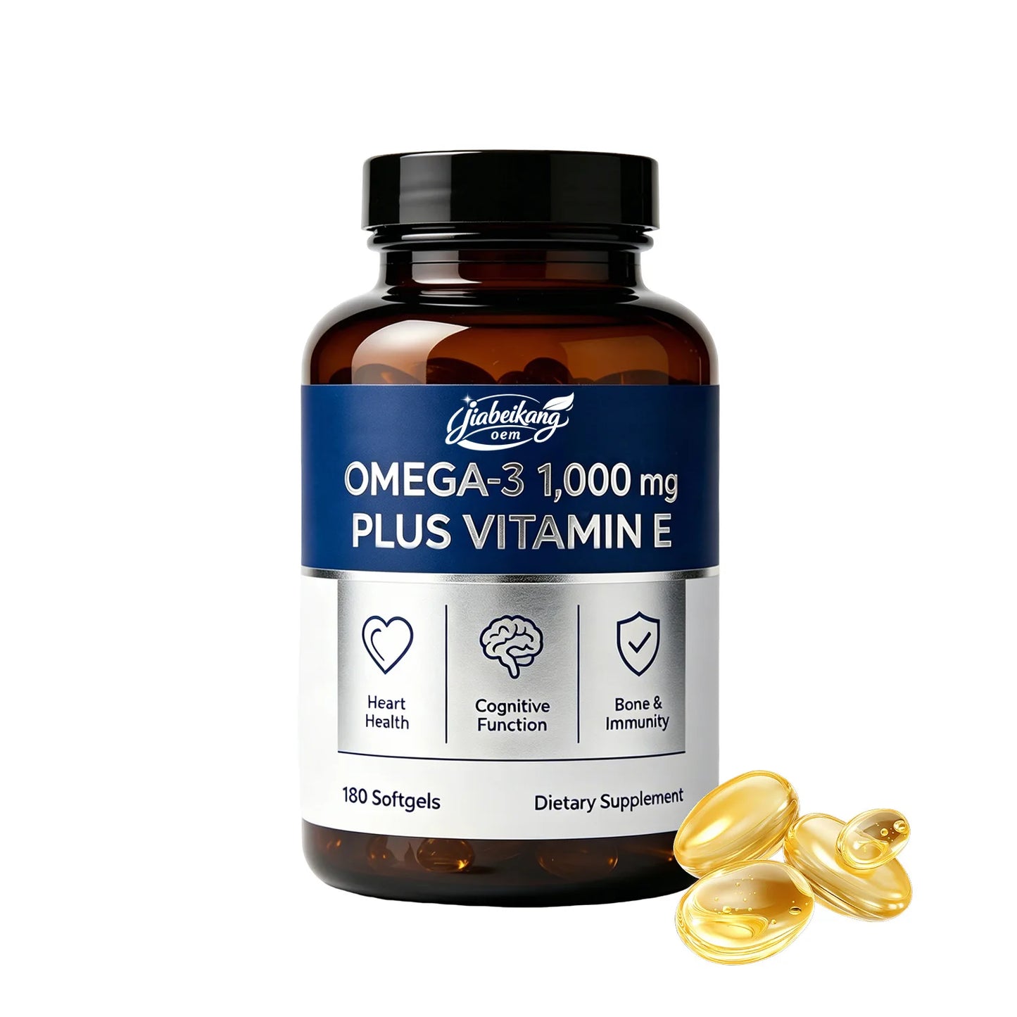 Wild Caught Omega 3 Fish Oil Softgels with Vitamin E Lemon Flavor High EPA DHA Formula OEM Private Label Dietary Supplement