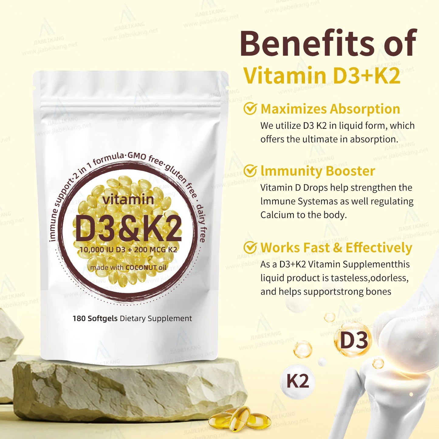 GMP COA HALAL NSF certificated factory vitamin d3 k2 softgel