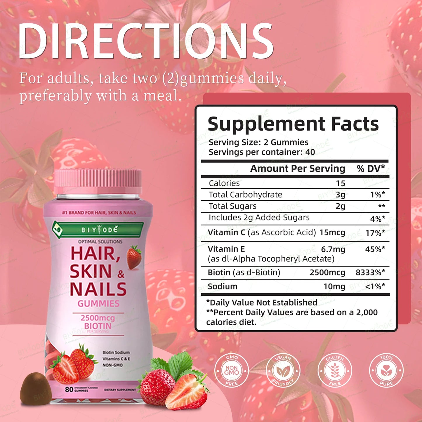 New effective forumula for hair growth supplement skin and nails health vitamin biotin collagen gummies