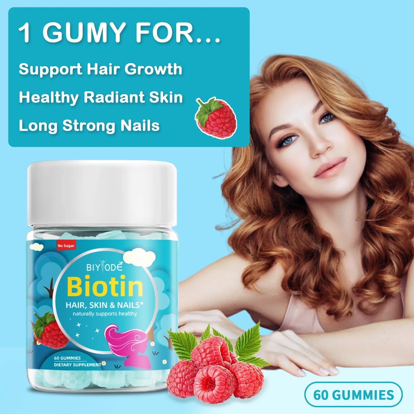 Ready Stock Fast Shipping Biotin Gummies Boost Immunity Power Skin Hair & Nail Health multi vitamin Supplement