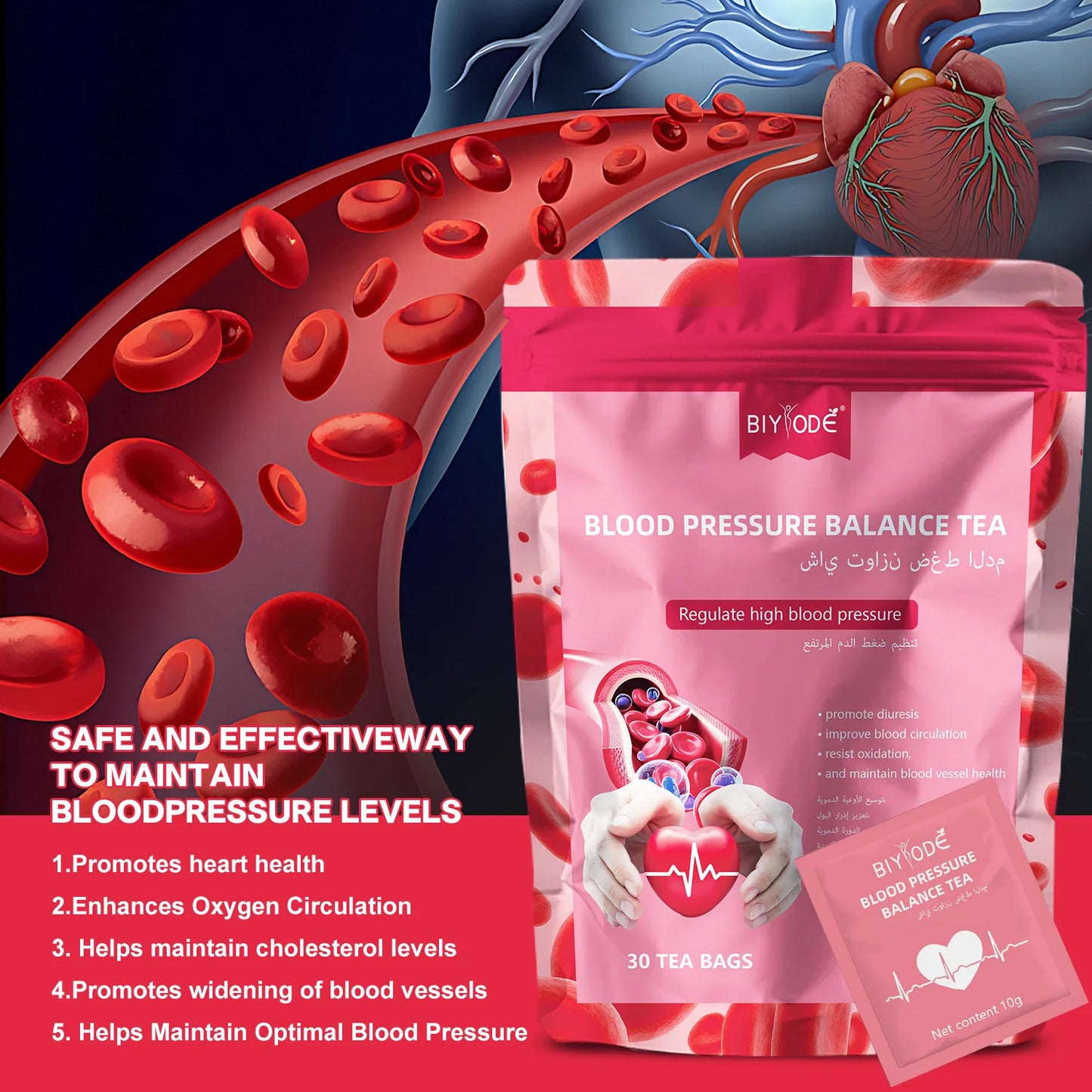 OEM ODM Private Label Blood Pressure Balance Tea Bag Herbal Supplement Wholesale Promote Natural Balance Vascular Wellness GMP Certified