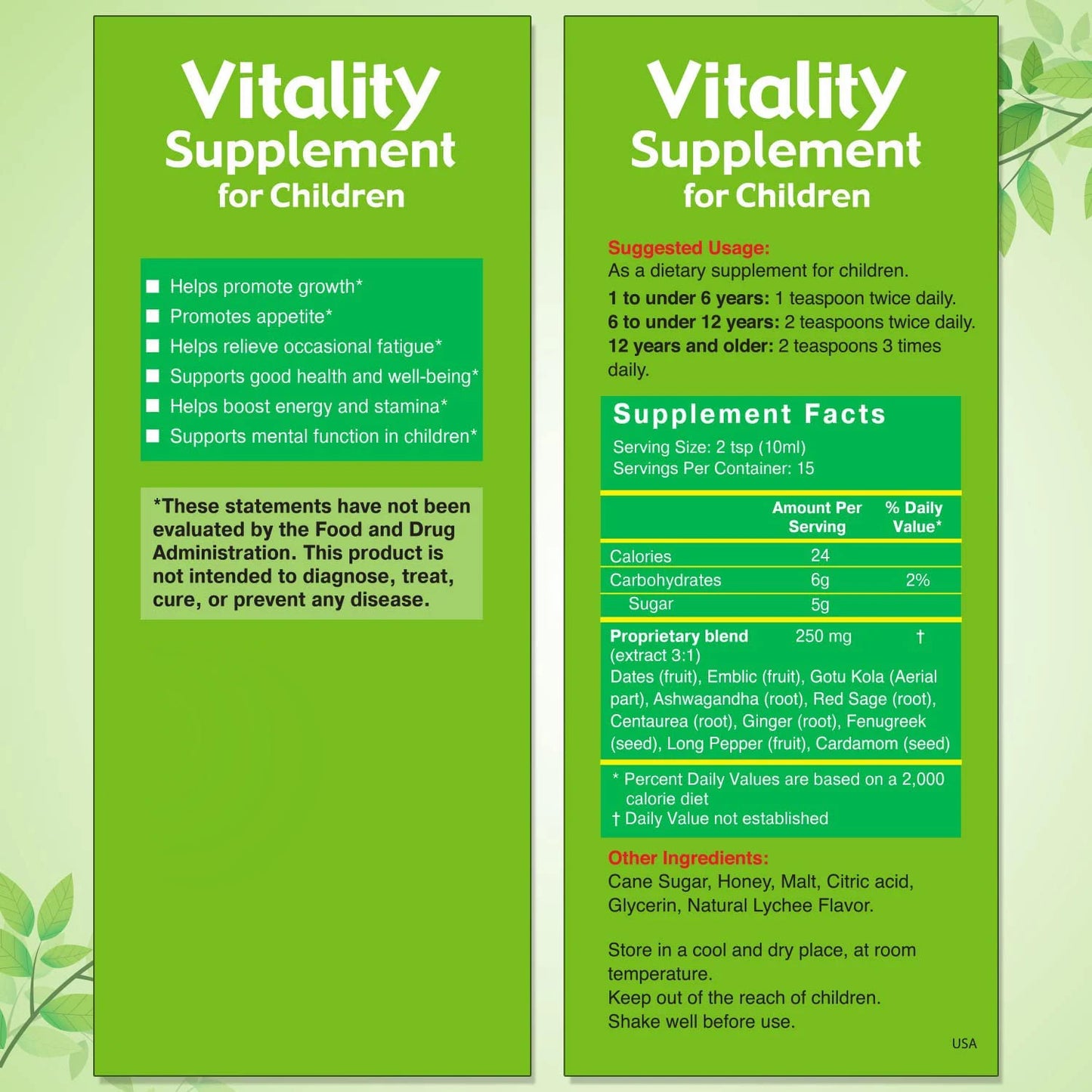 Kids Vitality Syrup Appetite Boost Growth Activity Kids Vitality Supplement Multivitamin Syrup