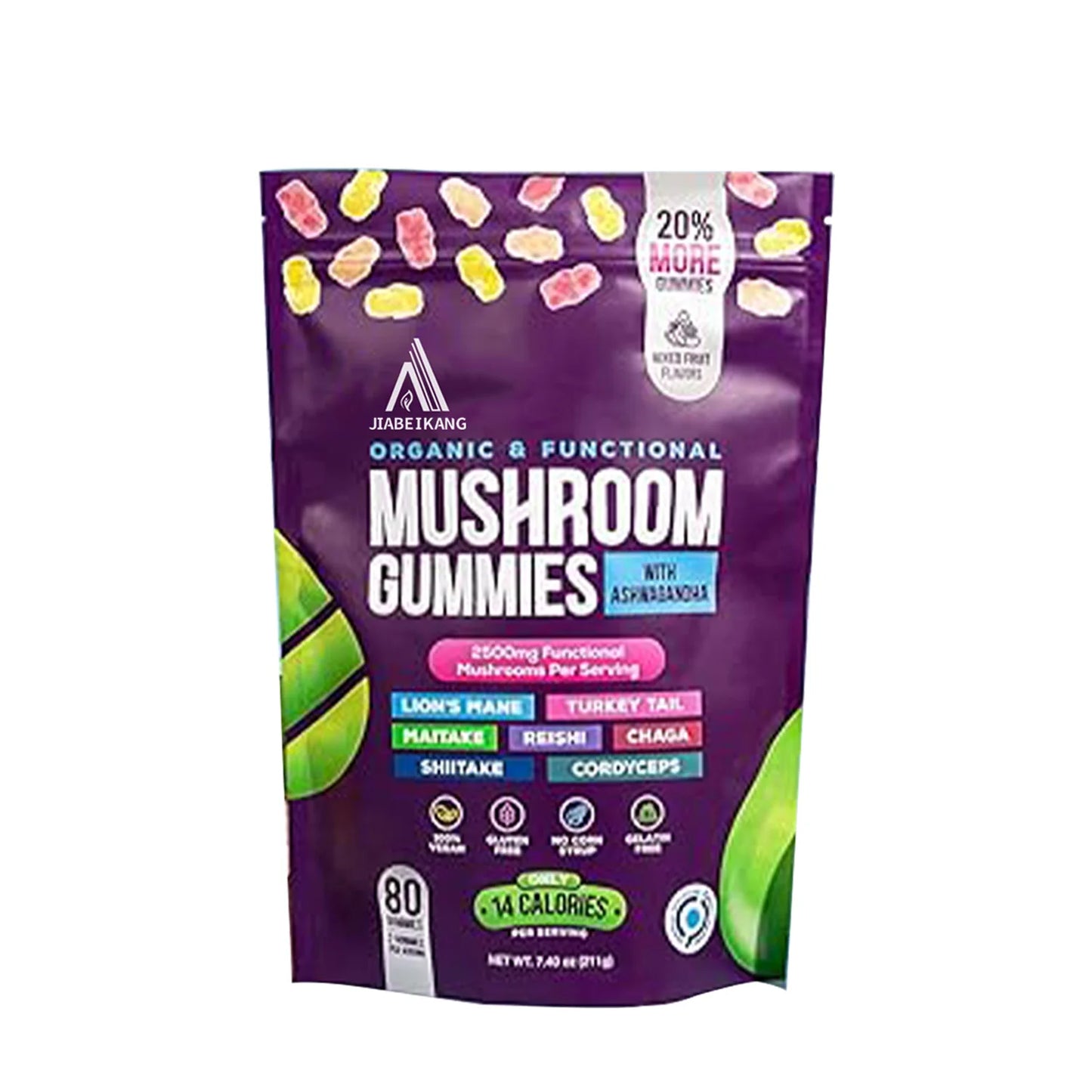 Brain health supplement wholesale mushroom extract gummies bag package