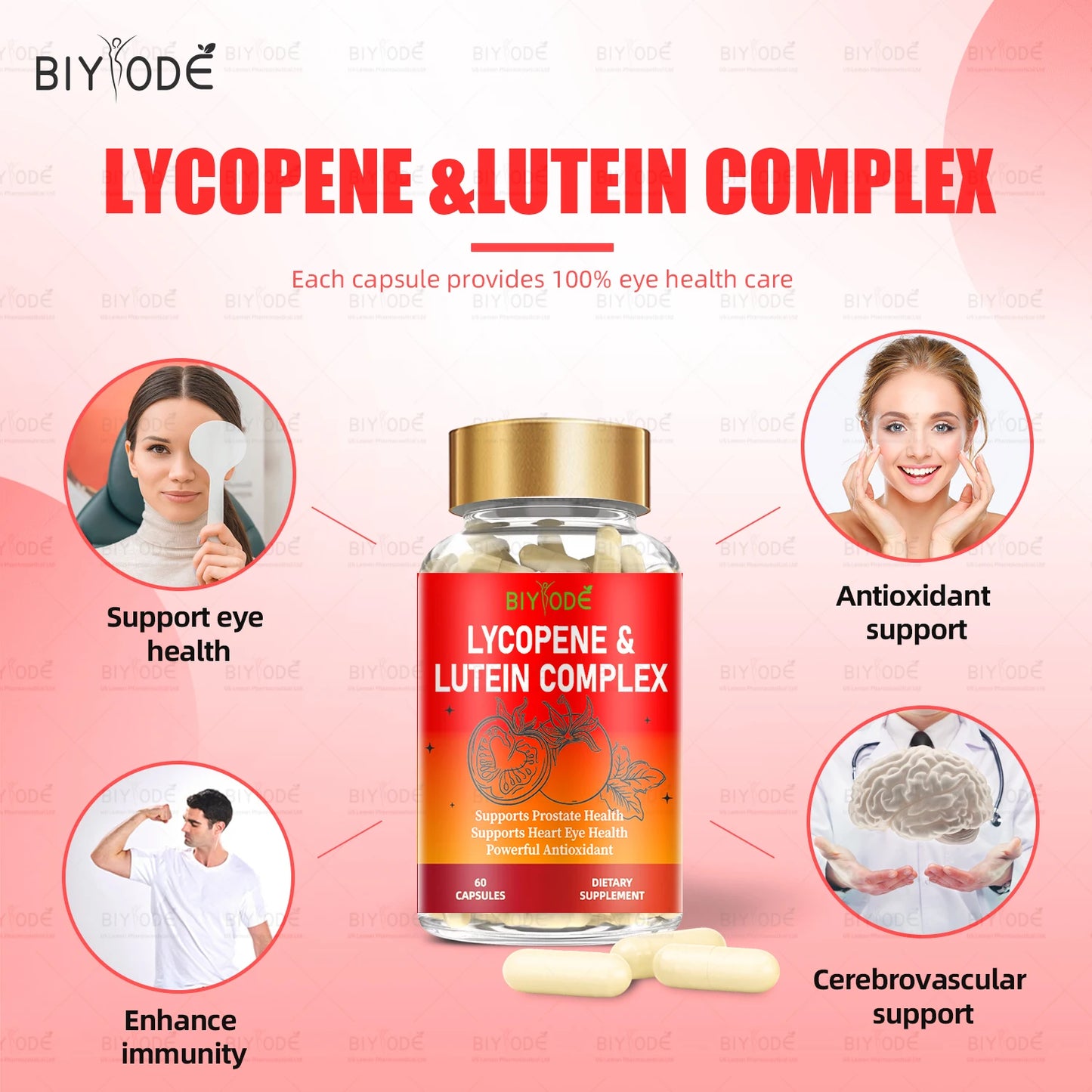 Jiabeikang Factory Wholesale vitamins cardiovascular and vision health supplements lycopene lutein 2 in 1 capsules