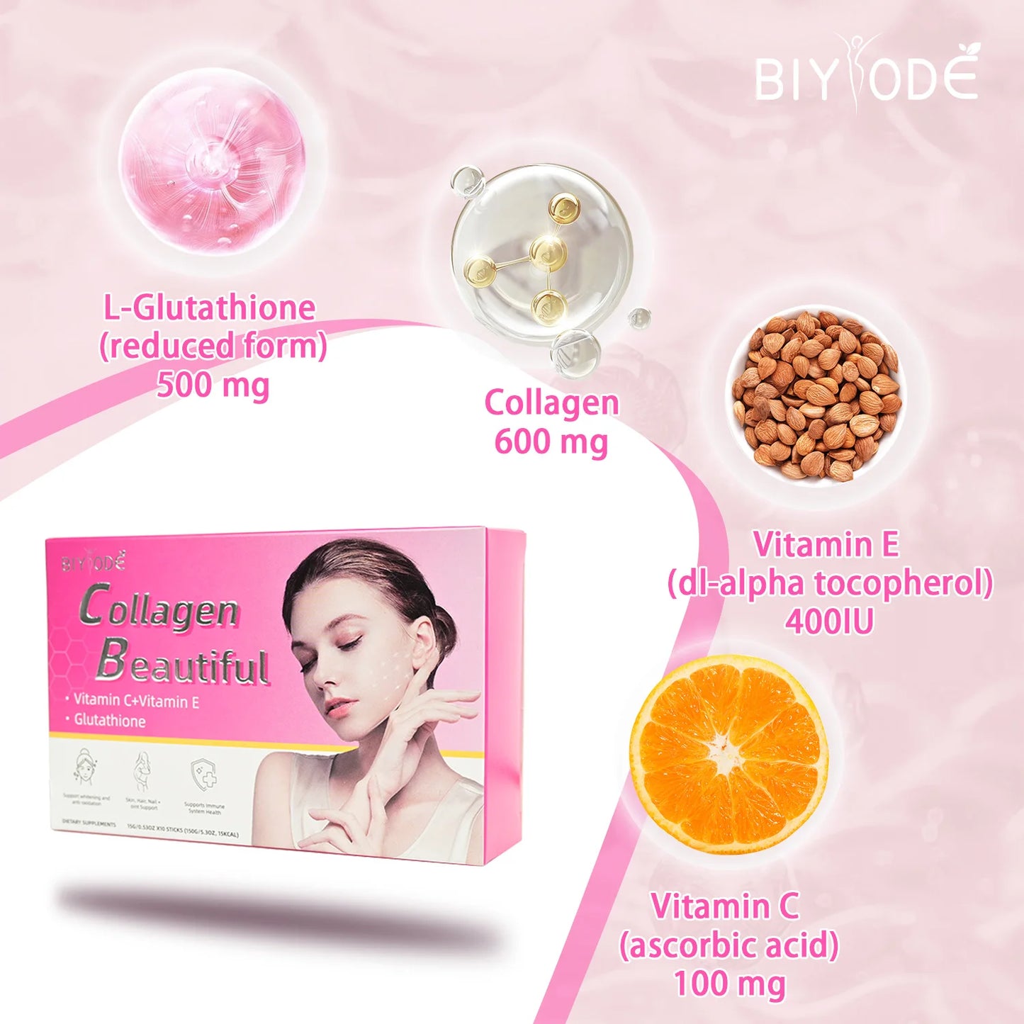 Custom oem odm private label collagen + vitamins + glutathione beauty supplement skin whitening collagen jelly