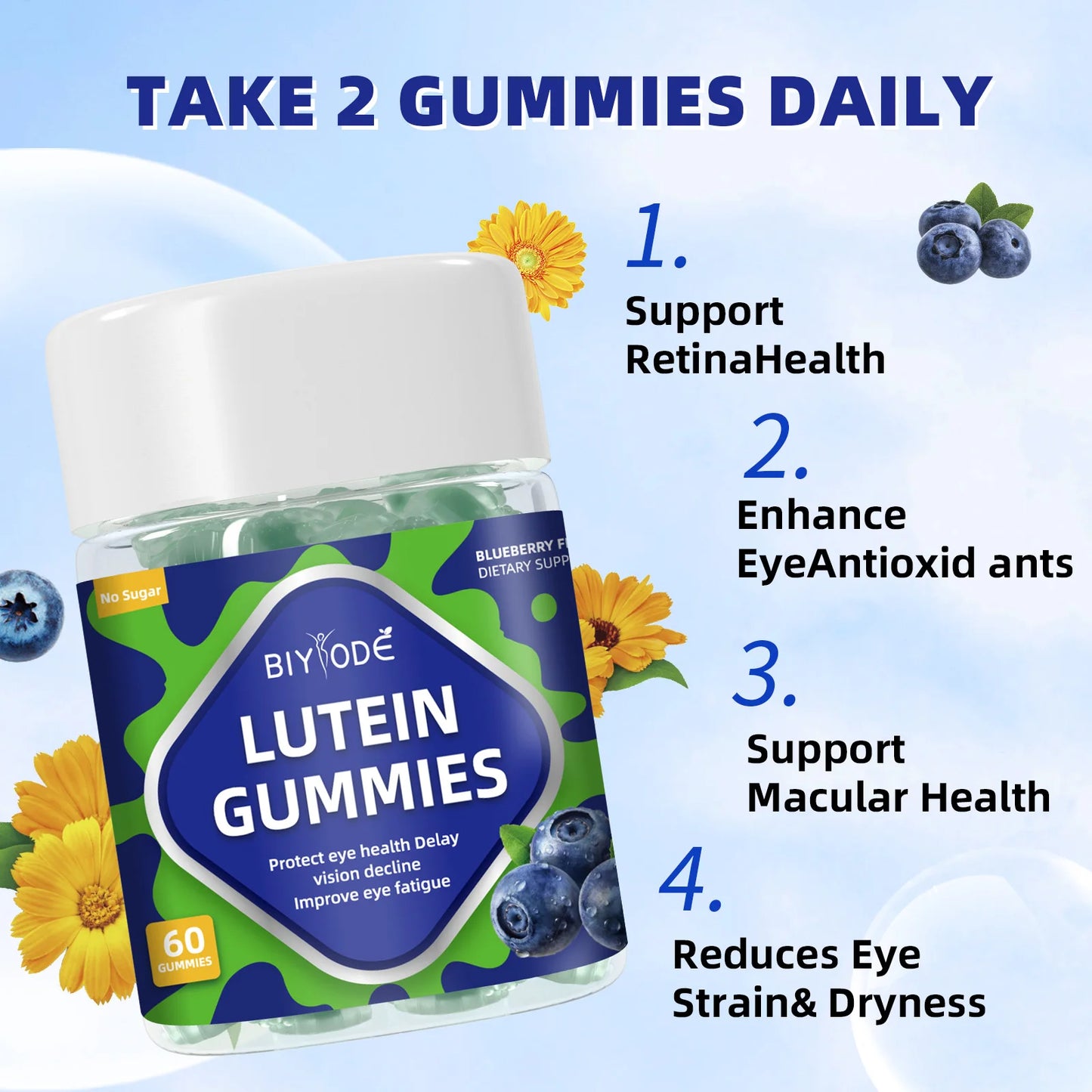 Biyode OEM Custom Lutein Supplement for Eyes Lutein Gummies