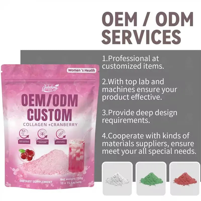 ODM Collagen Peptides Cranberry Powder Drink Mix Custom Formula Ingredient Ratio Flavor Packaging Private Brand Supplier