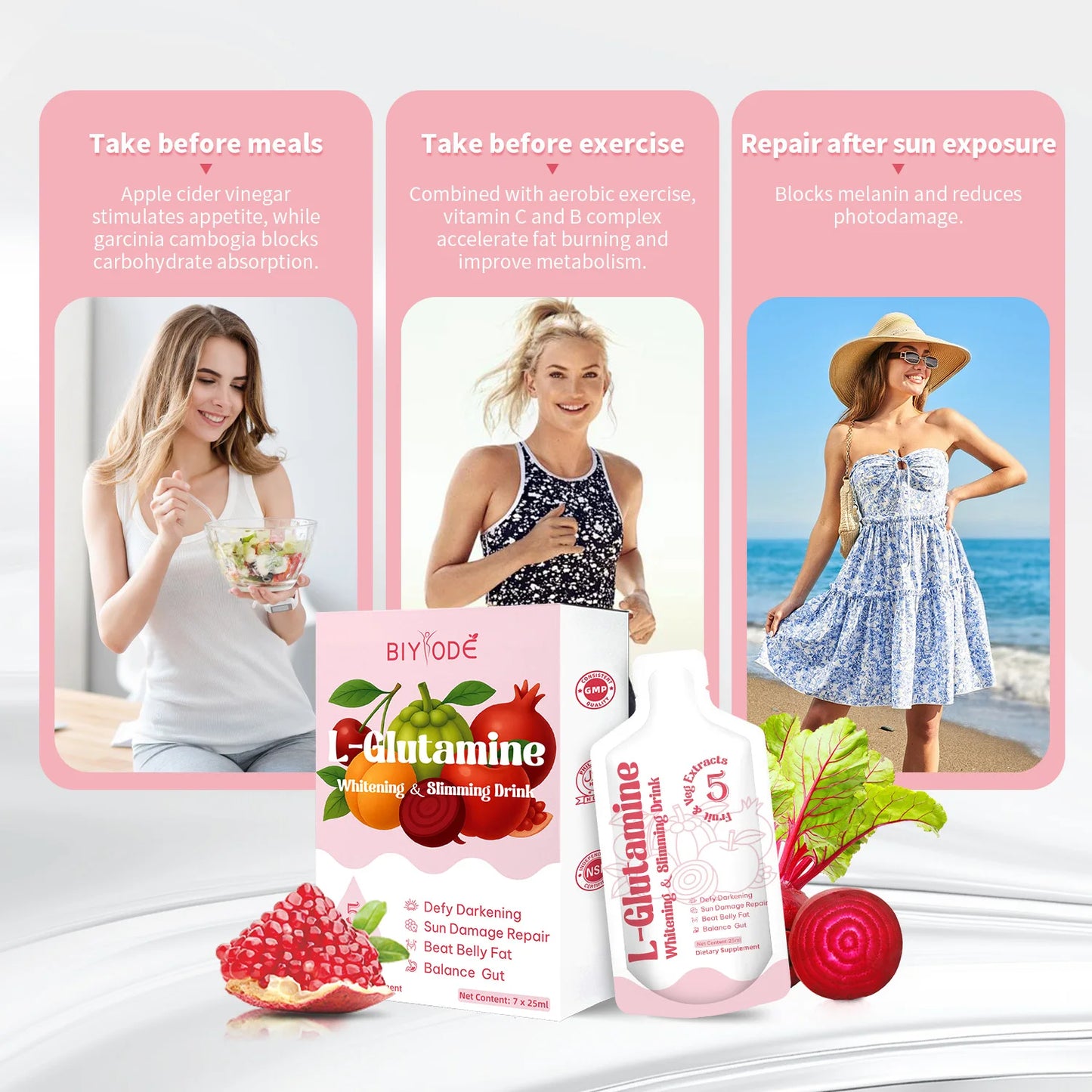 Wholesale L-Glutamine Whitening & Slimming Drink Functional Liquid Supplement for Global Brands