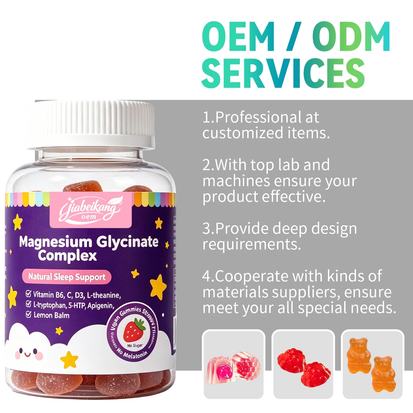 Private Label Magnesium Gummies with Magnesium Bisglycinate and Vitamin B6 Daily Wellness Supplement OEM ODM