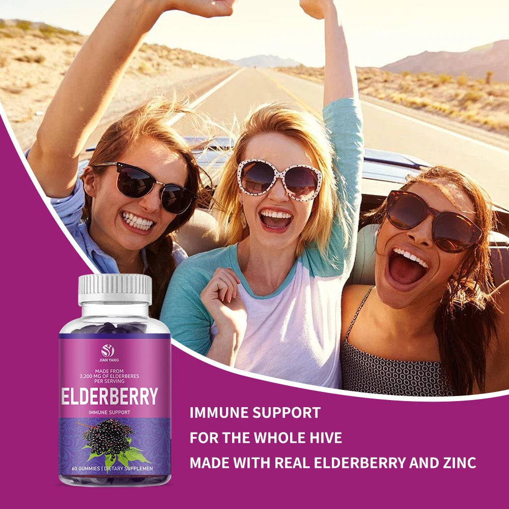 OEM ODM Private Label Elderberry Gummies Factory Supply Vegan Sugar Free Immune Support Supplement with Zinc and Vitamin C GMP Certified Gluten Free Wholesale
