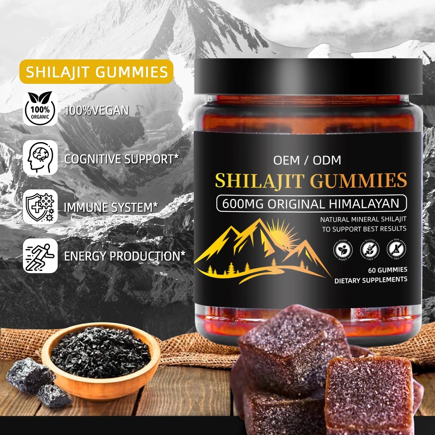 OEM ODM custom private label supplement manufacturer pure shilajit gummies