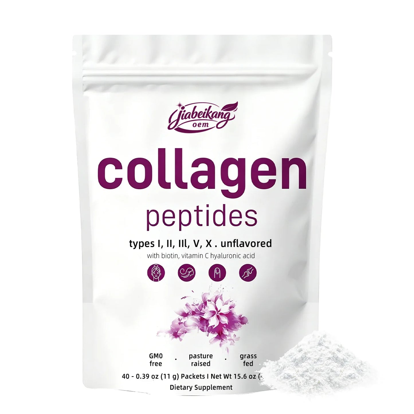 Multi Collagen Peptides Powder Type I II III V X Hydrolyzed Collagen with Vitamin C Biotin Hyaluronic Acid Dietary Supplement