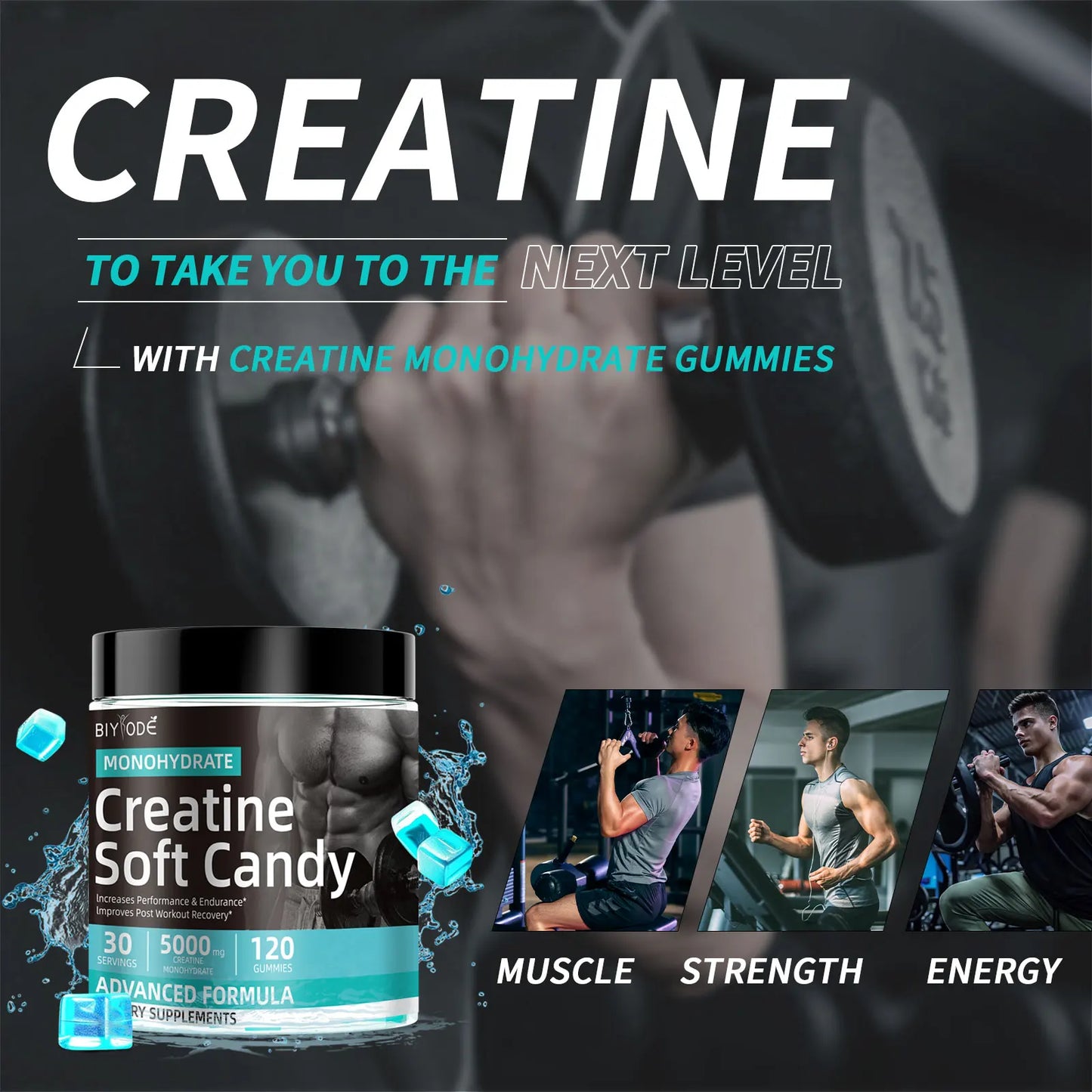 Creatine monohydrate pre workout supplement energy booster wholesale creatine soft candy gummies