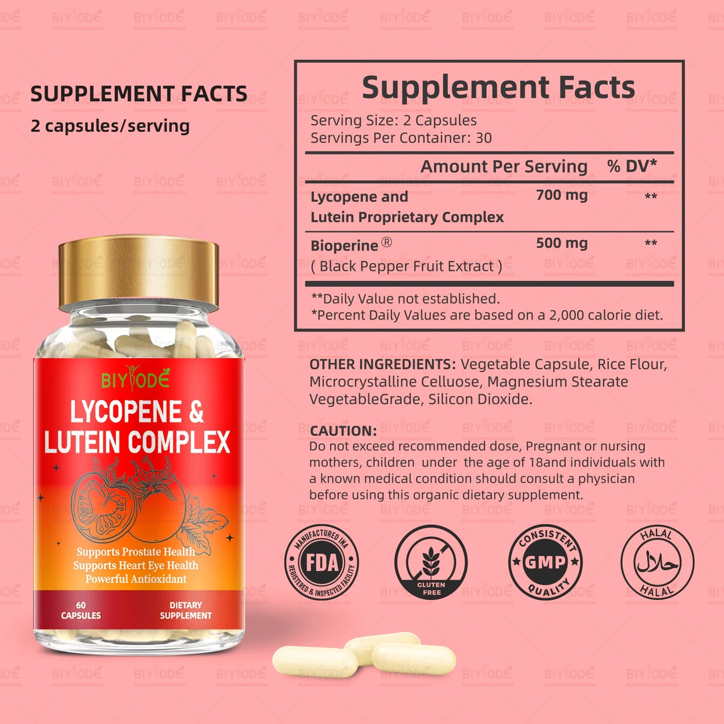 Jiabeikang Factory Wholesale vitamins cardiovascular and vision health supplements lycopene lutein 2 in 1 capsules