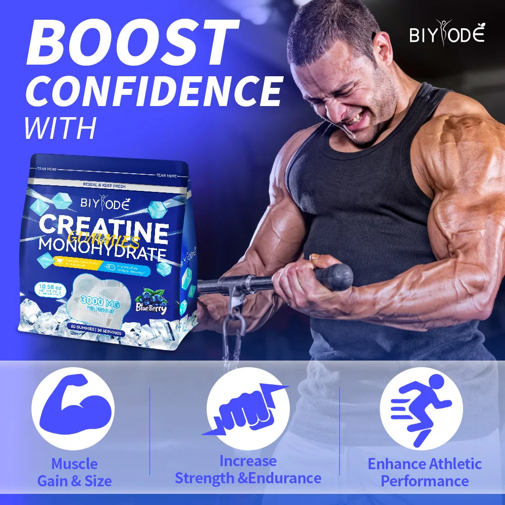 OEM ODM Private Label Creatine Monohydrate Gummies Factory Supply Vegan Energy Supplement for Muscle Growth Strength and Endurance GMP Certified Gluten Free Wholesale