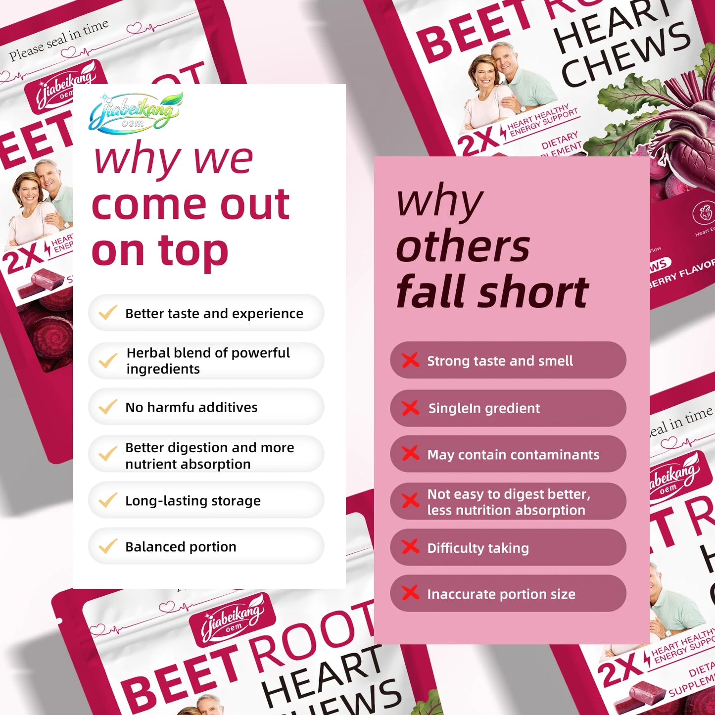 OEM Private Label Beet Root Heart Support Gummies with Grape Seed Extract 700mg Plant Based Antioxidant Chews Individually Wrapped Supplement