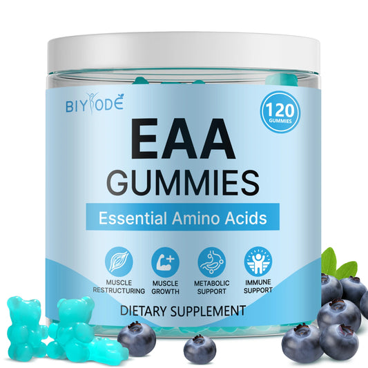 EAA Amino Acid Gummies 120 Count, 9 Essential Amino Acids 8g Per Serving, Sugar Free, Non-GMO, Gluten Free, Easy to Take Sports Nutrition Supplement for Daily Workout Support