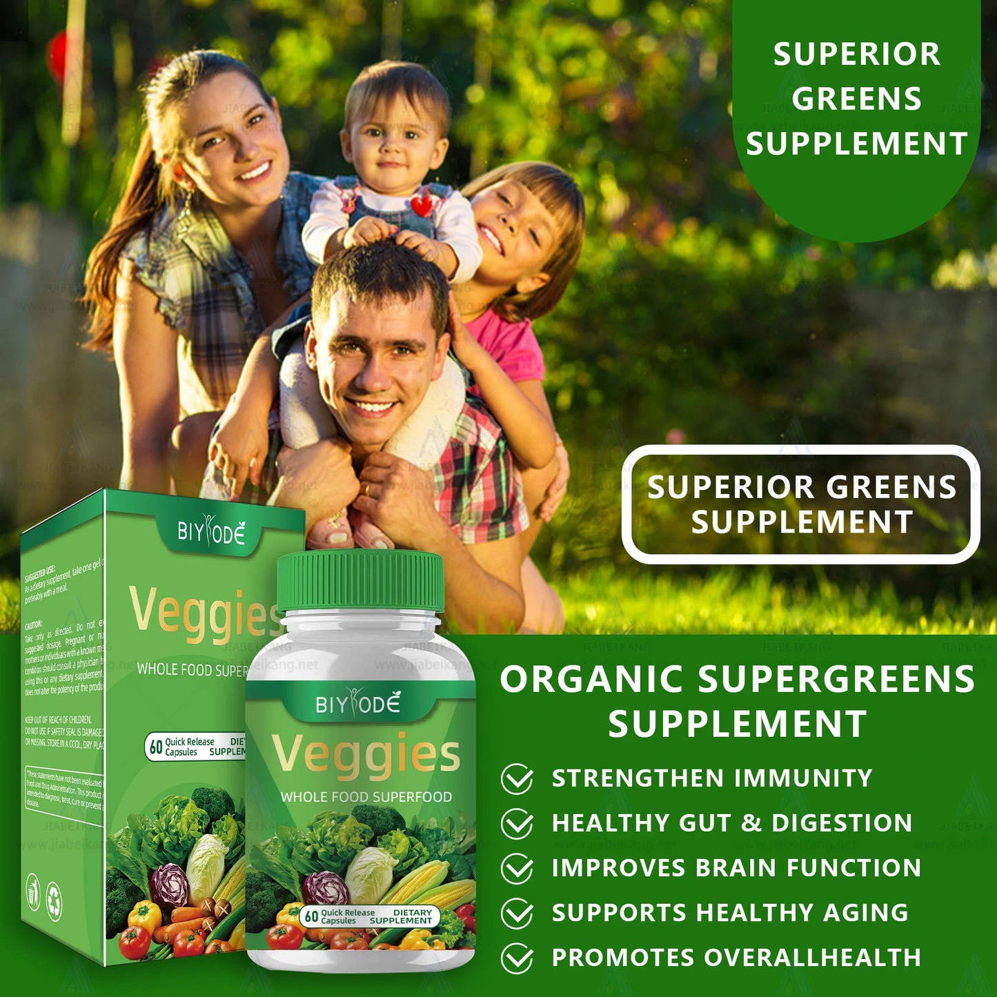 Jiabeikang Factory OEM ODM Custom Ready Stock Wholesale All-in-One Superfood Veggies Capsules