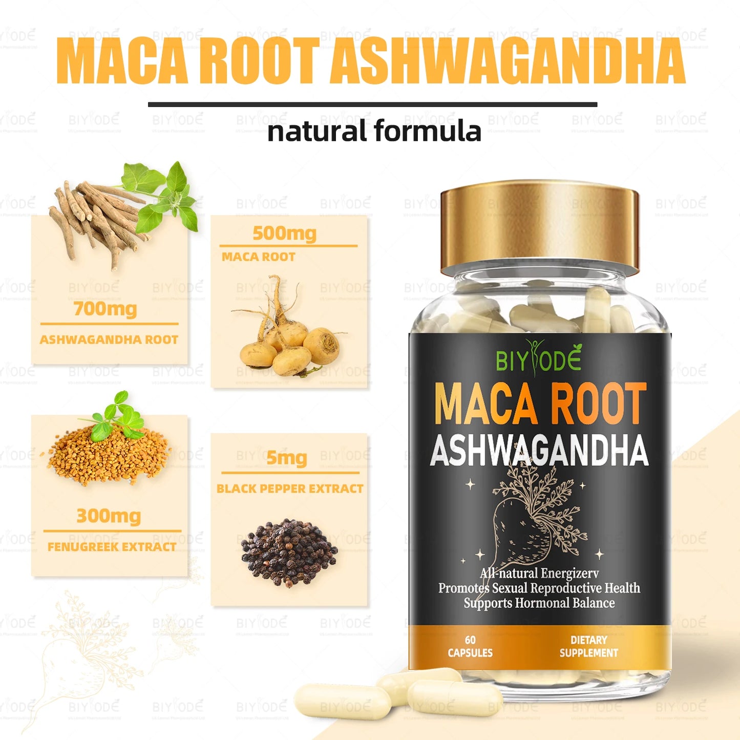 OEM ODM custom private label supplement manufacturer herbal supplements maca roots ashwagandha capsules