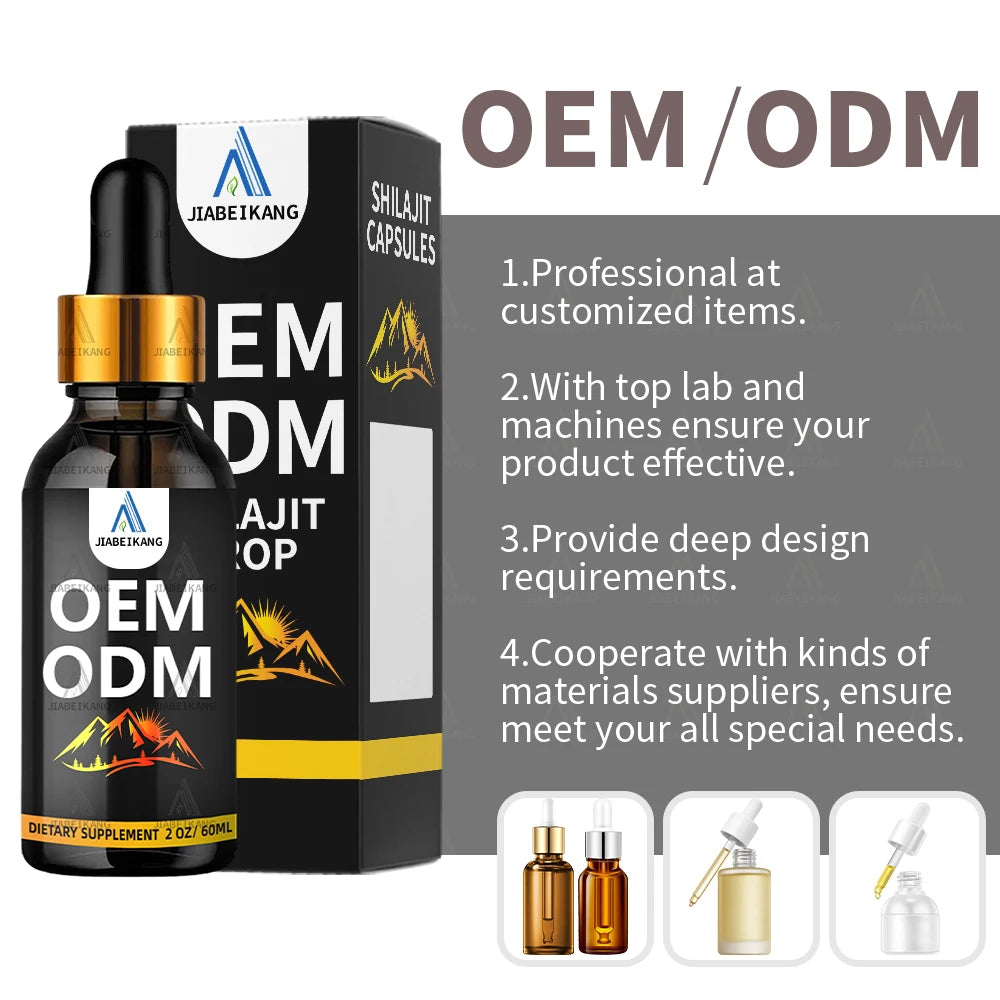 OEM ODM Custom Shilajit Liquid Drops Himalayan Shilajit Wholesale Natural Shilajit Drop