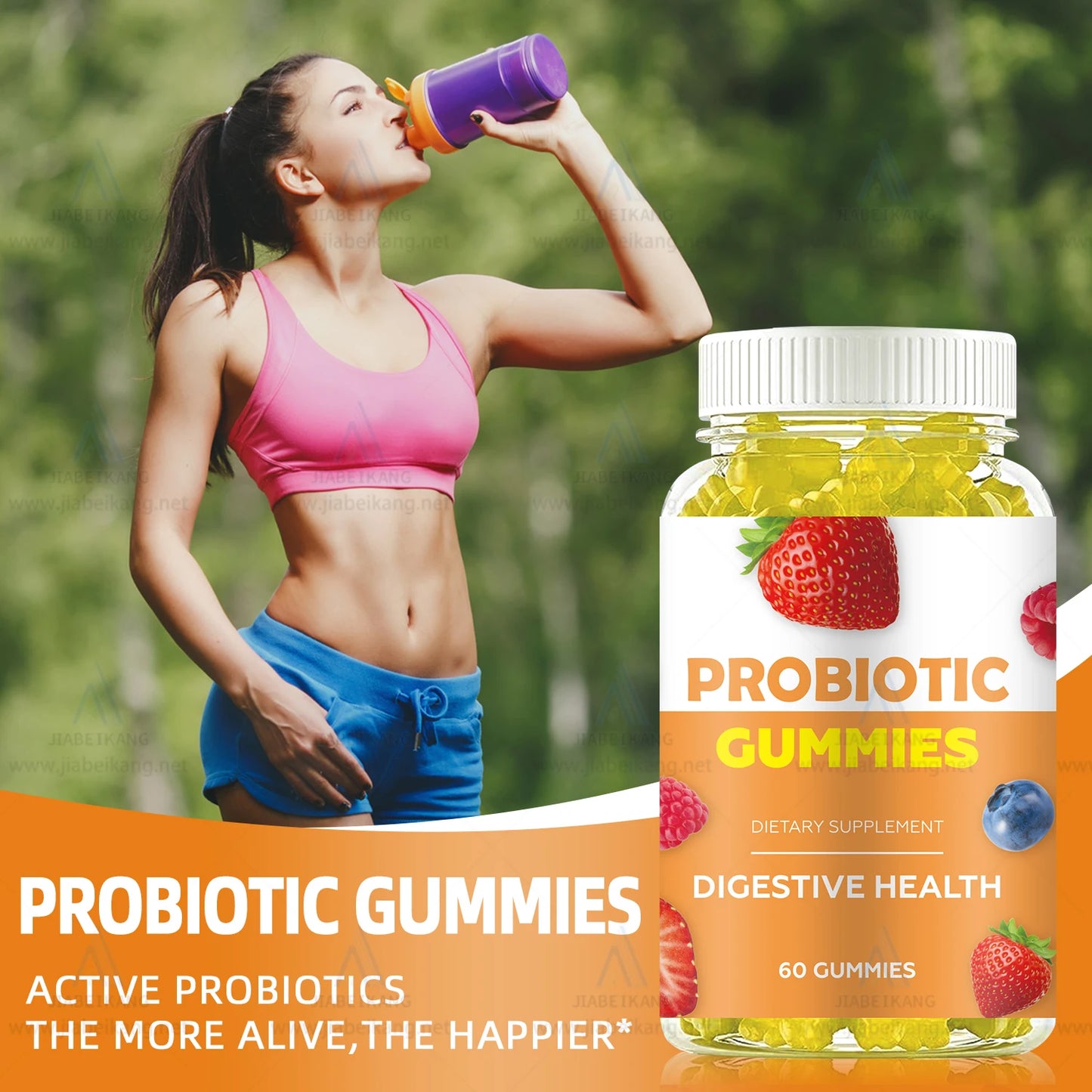 OEM ODM Private Label Probiotic Gummies Factory Supply Organic Vegan Digestive Health Supplement Gluten-Free GMP Certified Fruity Flavor Gummies Wholesale