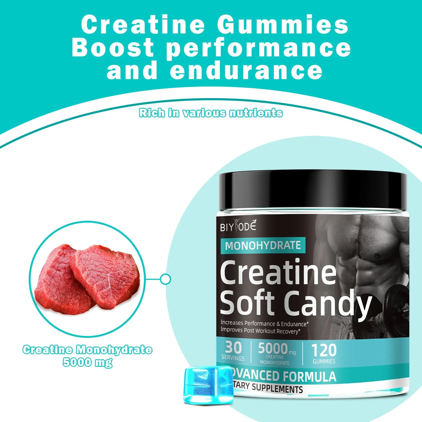 Creatine monohydrate pre workout supplement energy booster wholesale creatine soft candy gummies