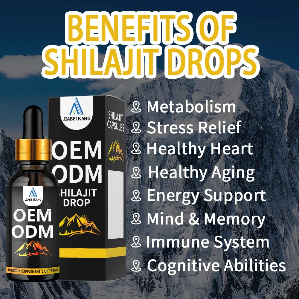OEM ODM Custom Shilajit Liquid Drops Himalayan Shilajit Wholesale Natural Shilajit Drop