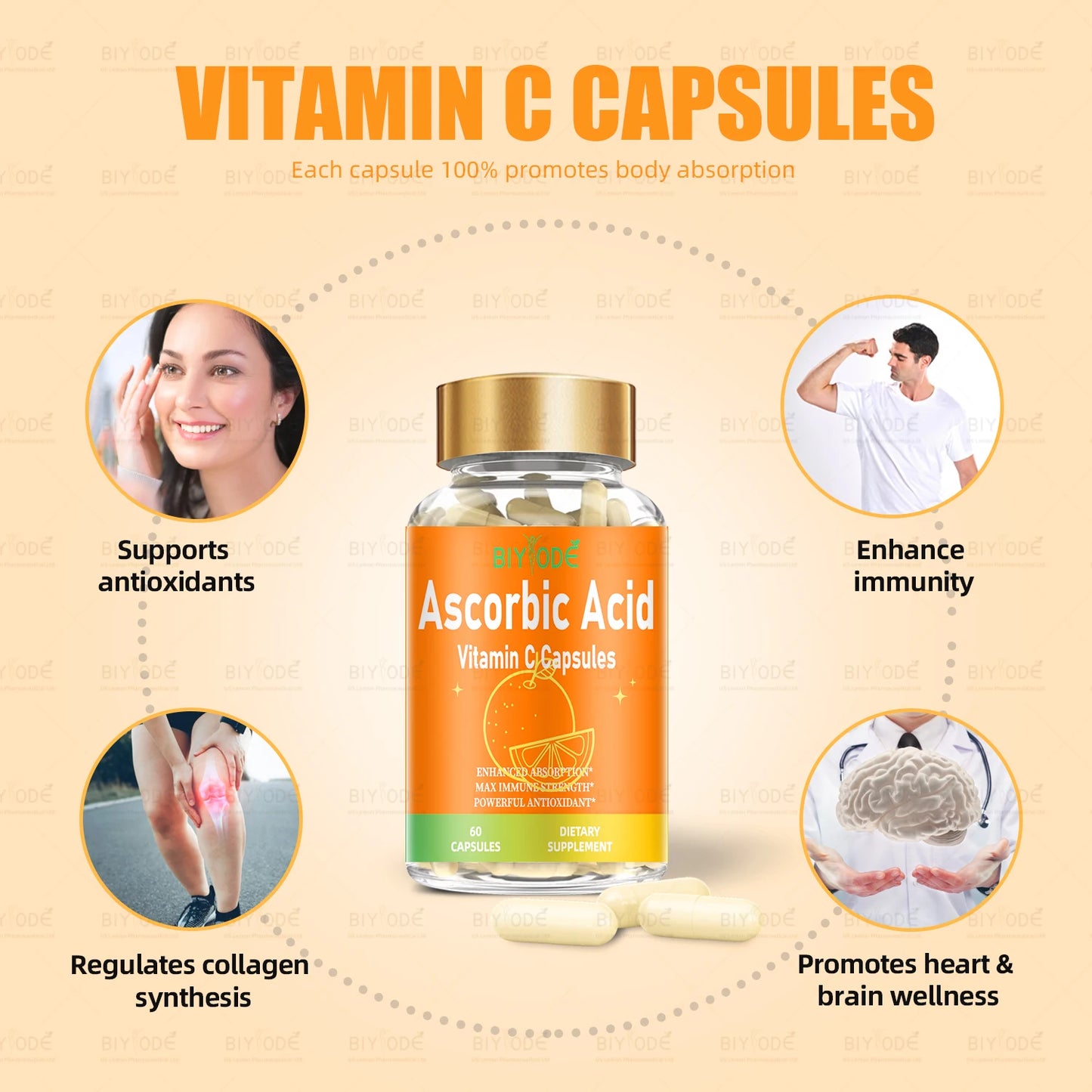 biyode effective formula ready stock fast shipping wholesale vitamins and supplements ascorbic acid vitamin c halal capsules