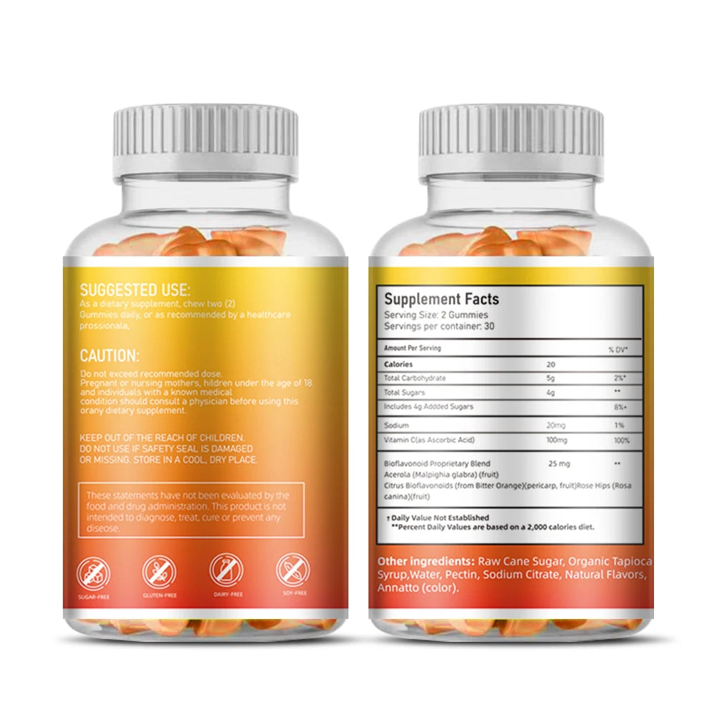 OEM ODM Private Label Vitamin C Gummies Factory Supply Vegan Sugar-Free Antioxidant Supplement GMP Certified Kosher Approved Daily Immune Support Gummies Wholesale