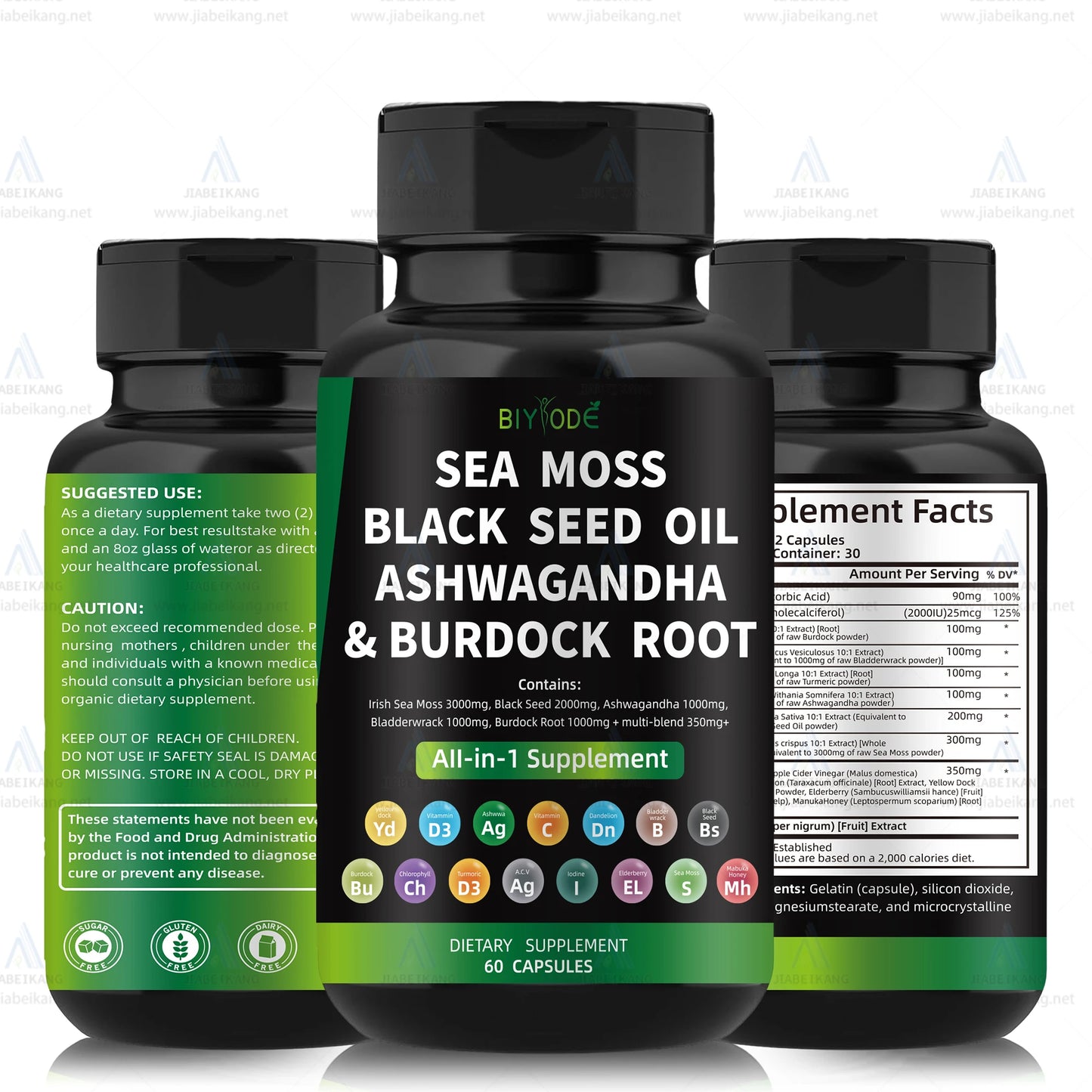 Effective formula ready stock wholesale private label sea moss ashwagandha black seed oil  multivitamin seamoss capsules