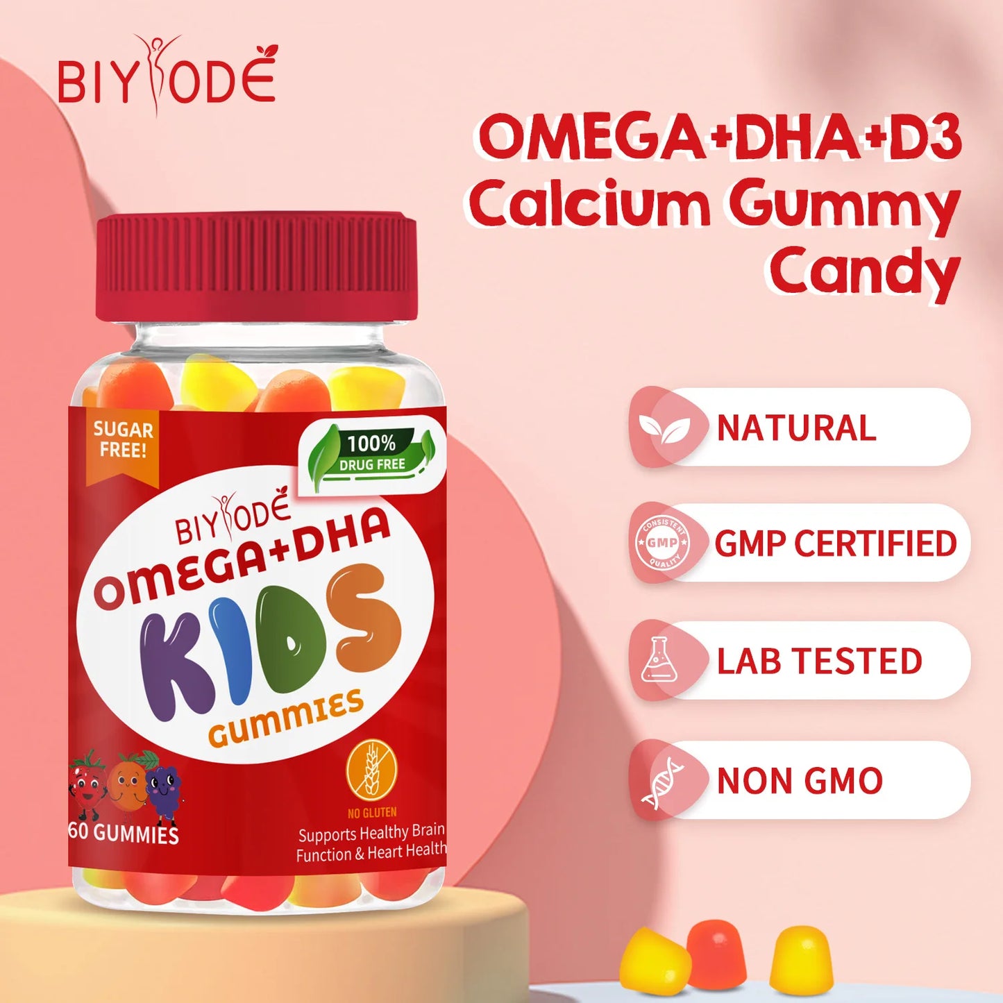 Jiabeikang Factory Kids Supplements Omega 3 6 9 Vitamin C D Brain Function Heart Eyes Health Children Grow Taller DHA Gummies