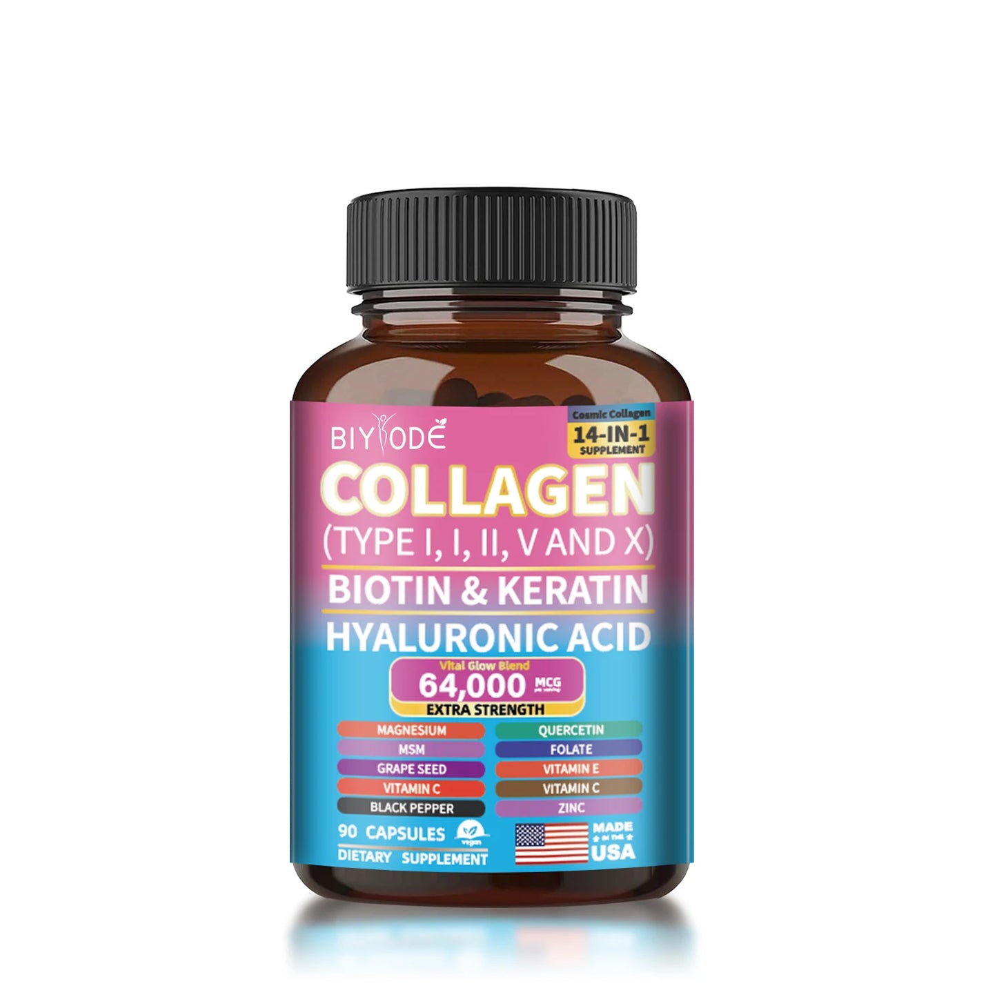 OEM ODM custom private label supplement manufacturer 14 in 1 collagen capsules