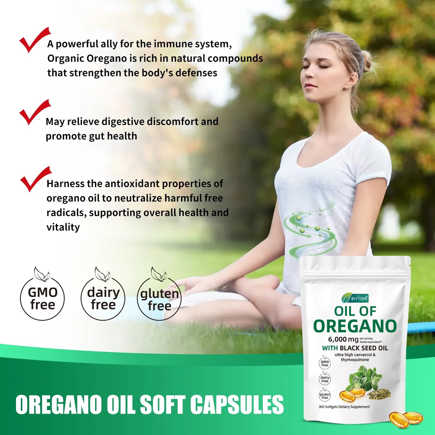 Organic oregano extract high potency herbal supplement black seed oil oregano softgel capsules