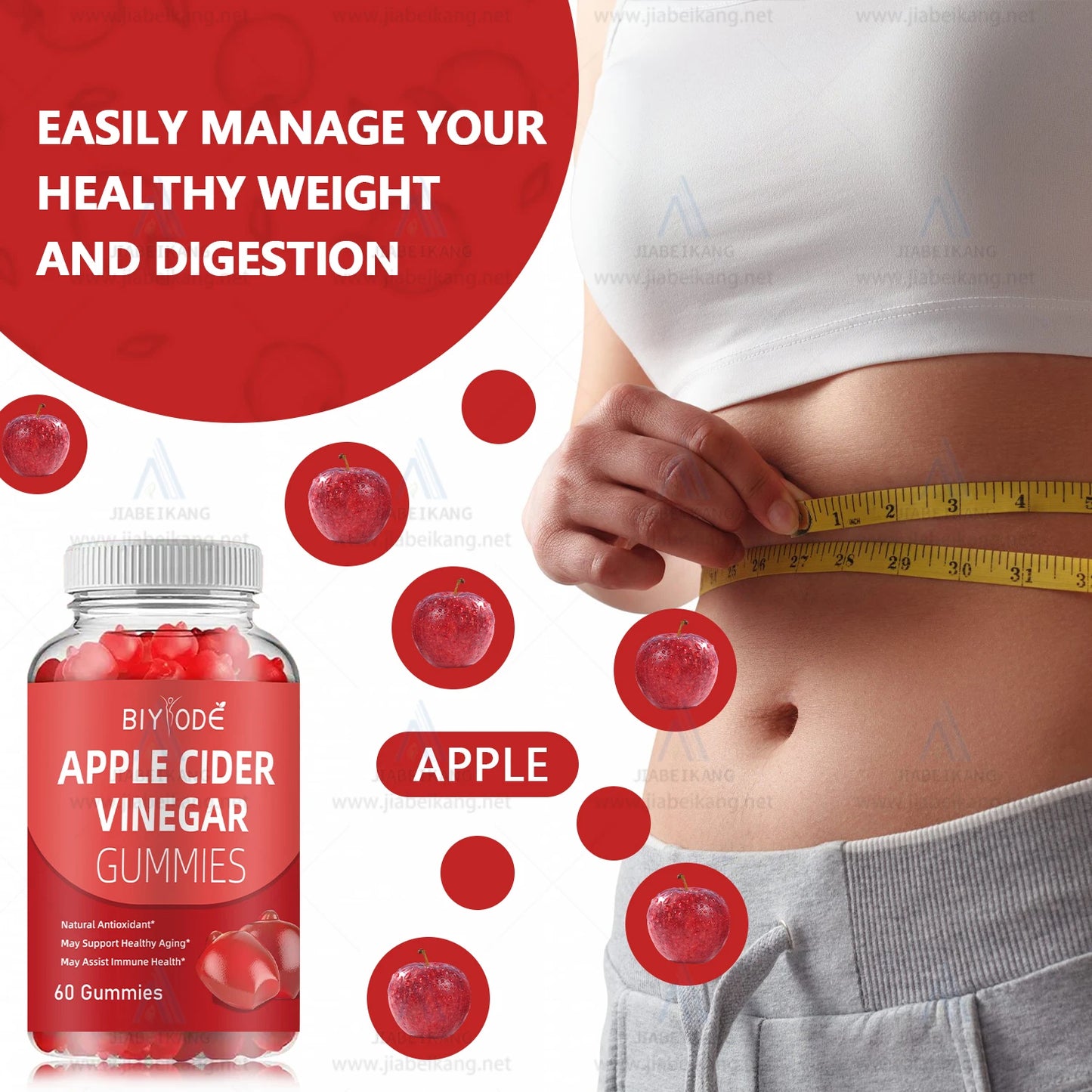 Apple Cider Vinegar Natural Plant Extract Burn Fat Product health care supplement Detox Gummies Candy