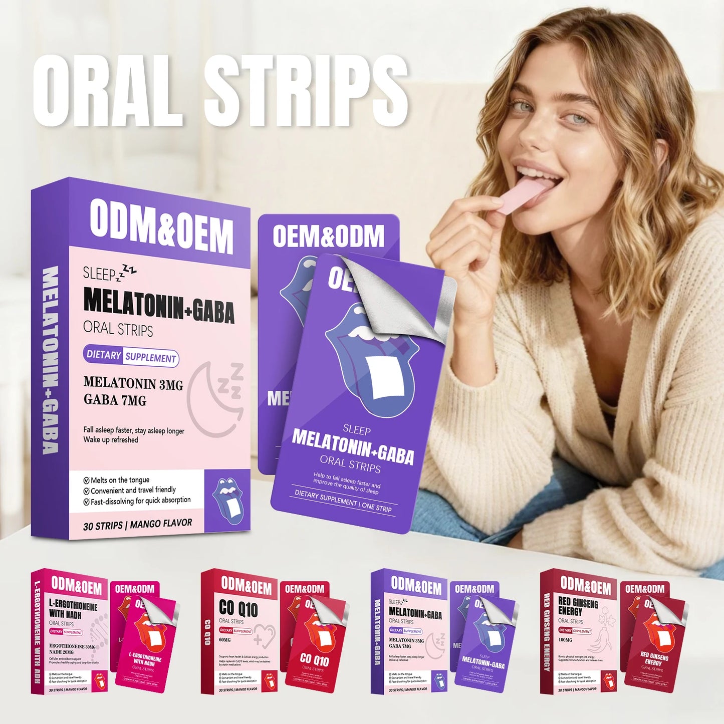 BIYODE Oral Melting Strips OEM ODM Fast Dissolving Sleep and Vitality Support Supplements