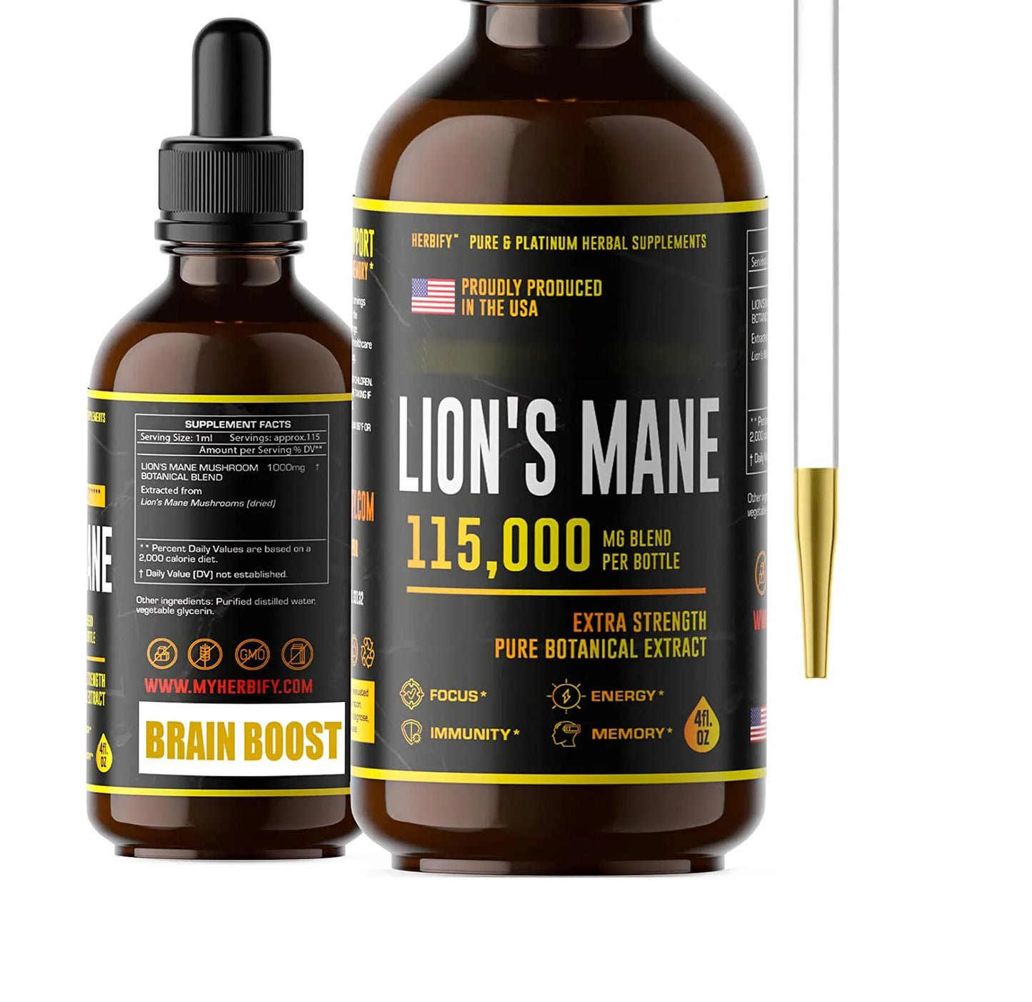 Herbs Brain Supplement Lions Mane Tincture Mushroom drops for Natural Immune Support