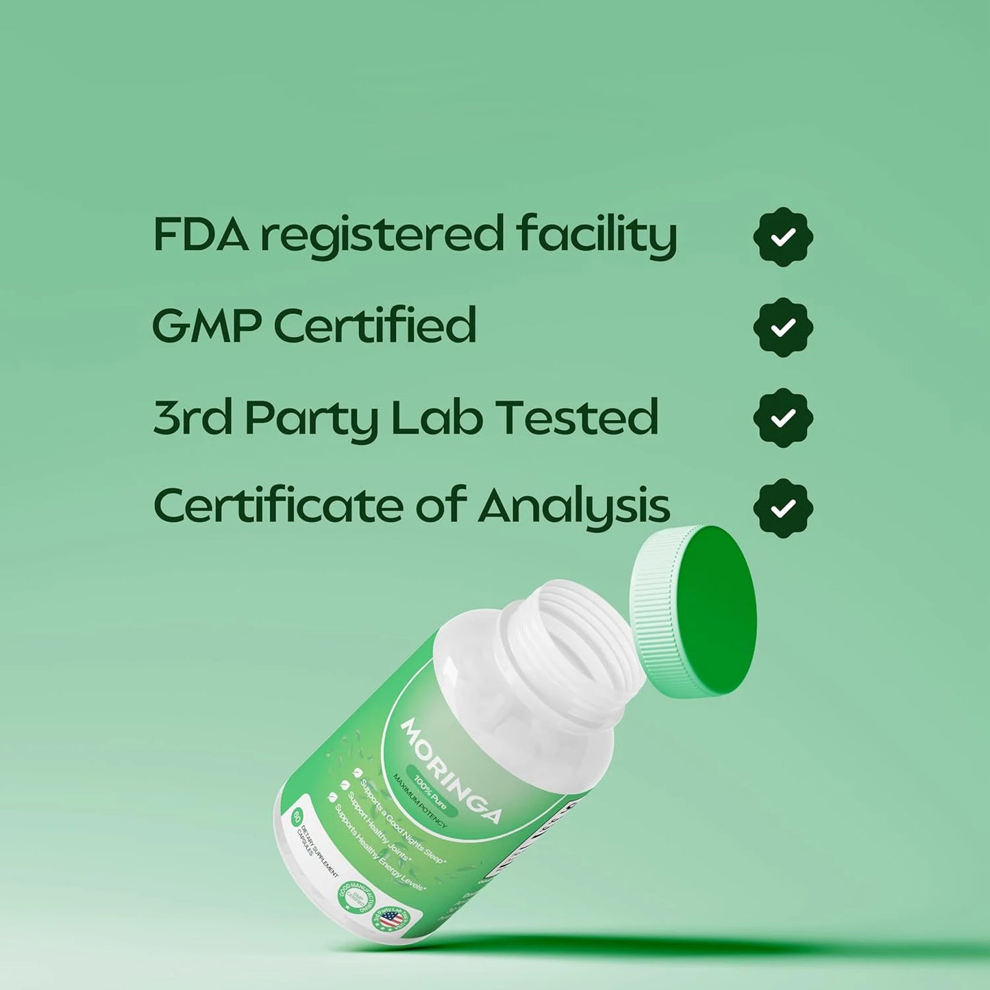 GMP HALAL COA certificated factory custom moringa capsules