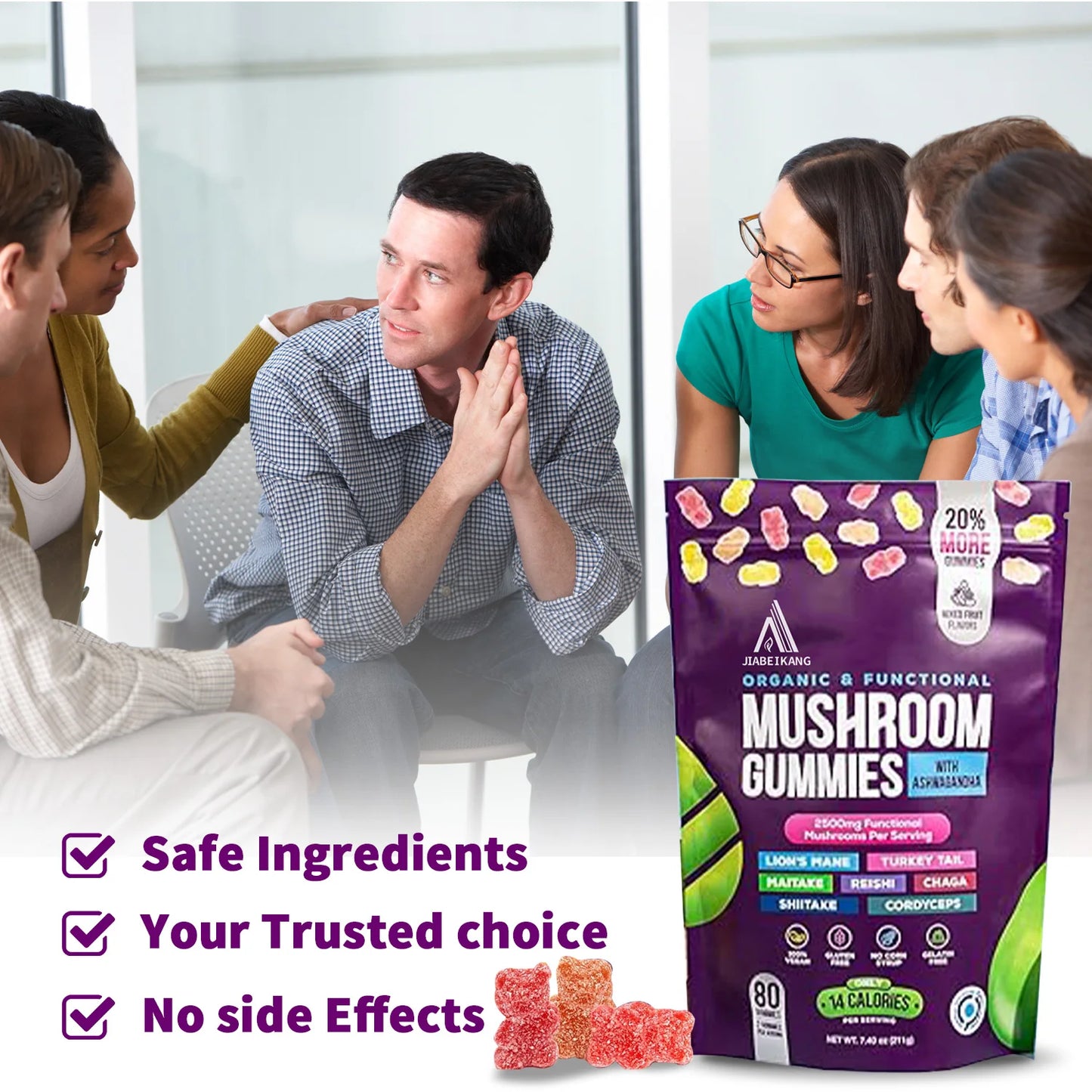 Brain health supplement wholesale mushroom extract gummies bag package