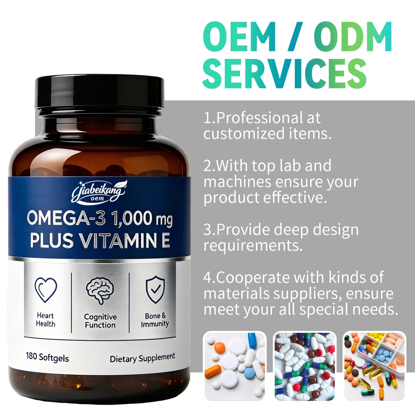 Wild Caught Omega 3 Fish Oil Softgels with Vitamin E Lemon Flavor High EPA DHA Formula OEM Private Label Dietary Supplement