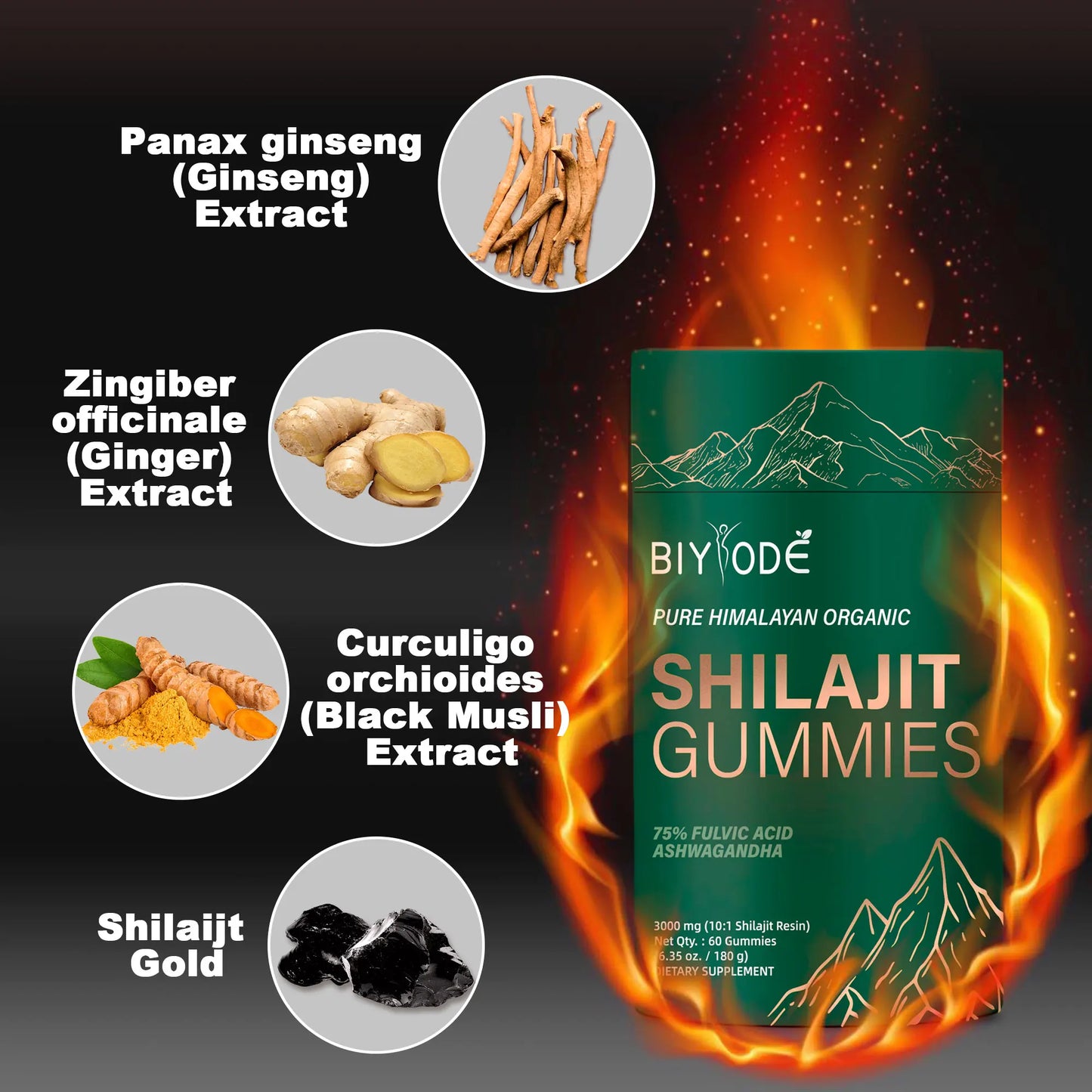 OEM ODM Private Label Shilajit Gummies Factory Supply Vegan Herbal Energy Supplement with Ashwagandha Ginseng and Black Musli GMP Certified Gluten Free Wholesale