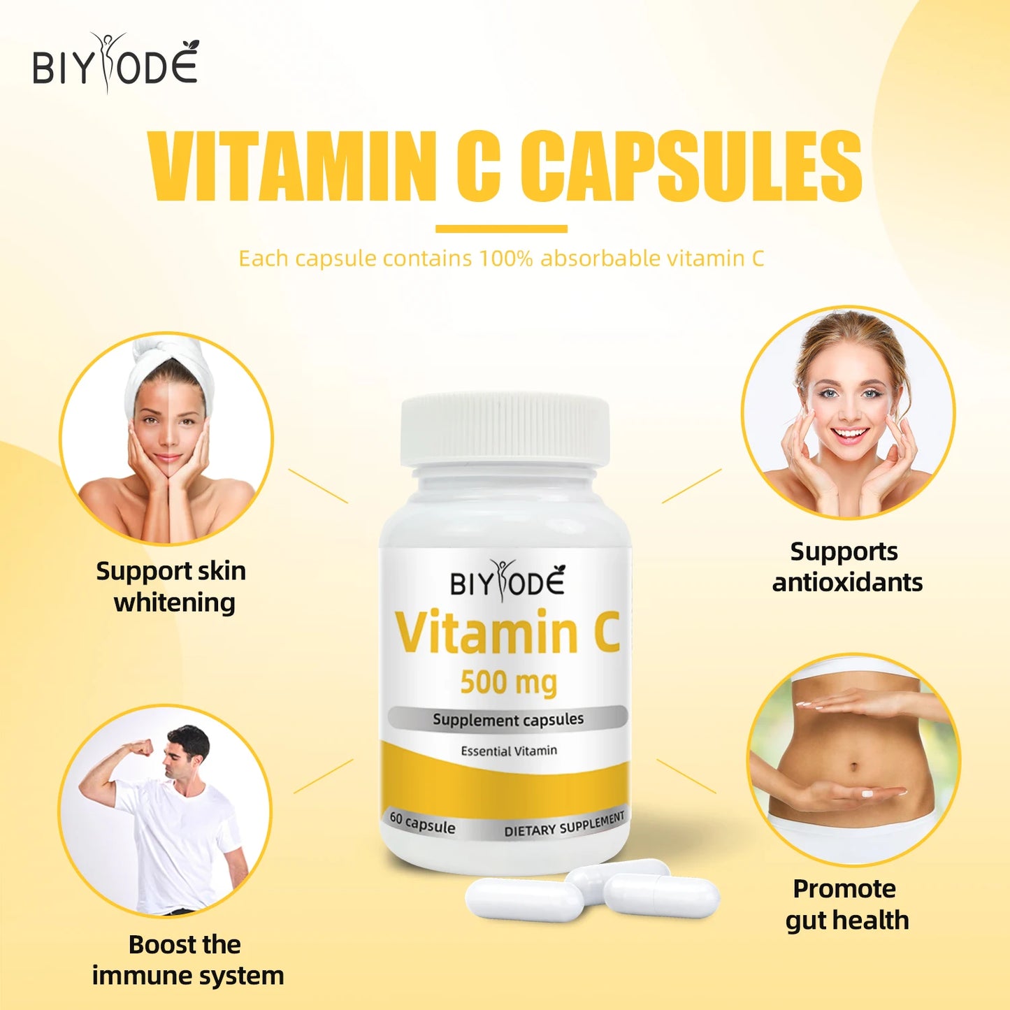 Biyode effective formula fast shipping wholesale capsules vitamin c supplement for skin whitening