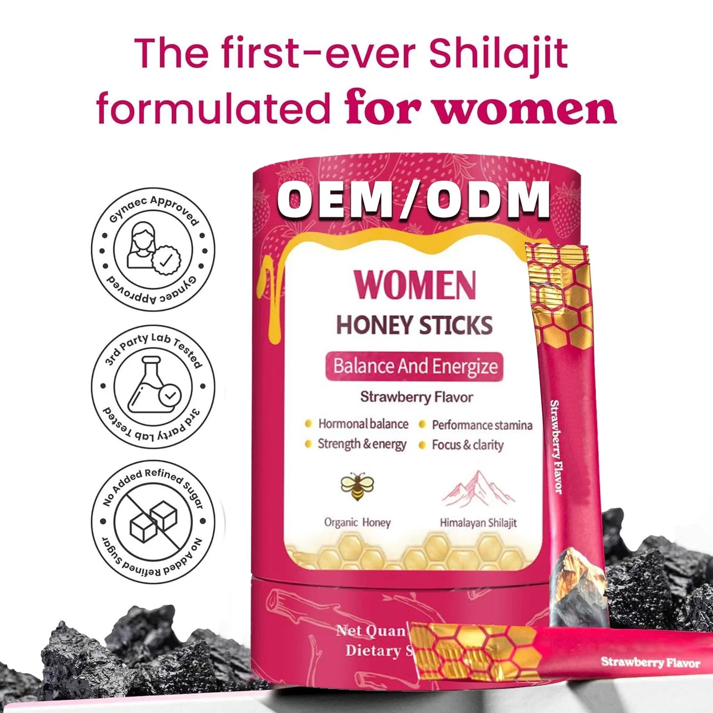 Women Vitality Honey Stick Himalayan Shilajit and Saffron Blend OEM ODM Private Label Honey Supplement