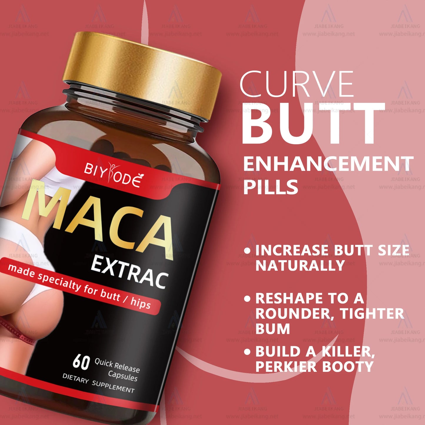 Pink maca extract herbal supplement for hip and butt enlargement bbl capcules